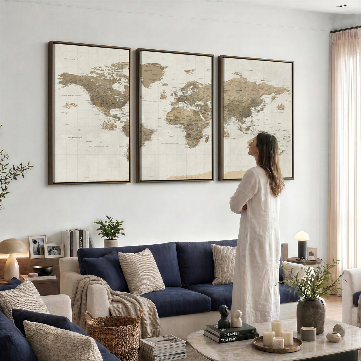 28283260-MGV-CV-36X24 - Detailed World Map Wall Art Canvas Print