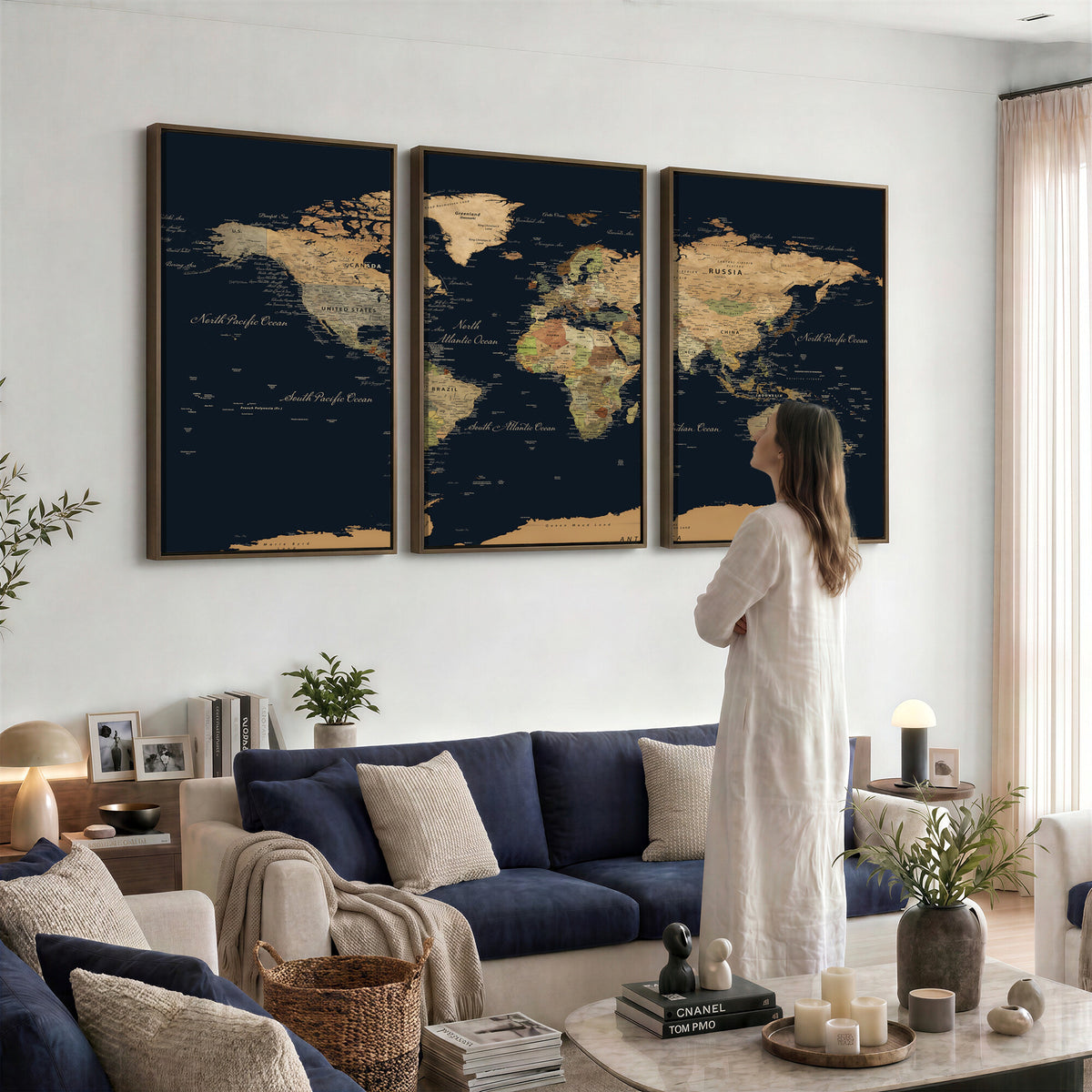 94449133-MGV-CV-36X24 - Vintage World Map Canvas on the Dark Background Wall Art