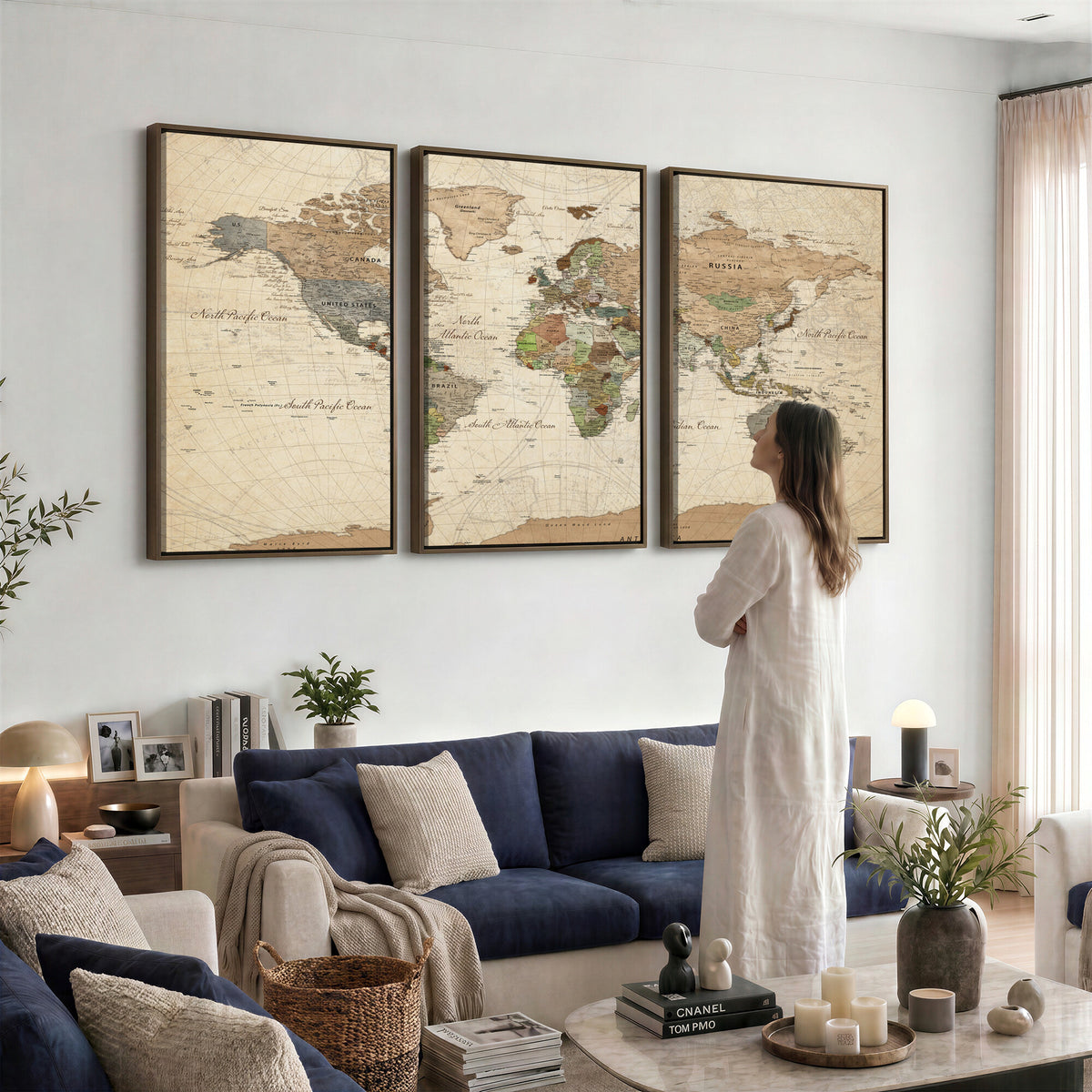 16856902-MGV-CV-36X24 - Vintage World Map Canvas Wall Art - Rustic Grunge Texture