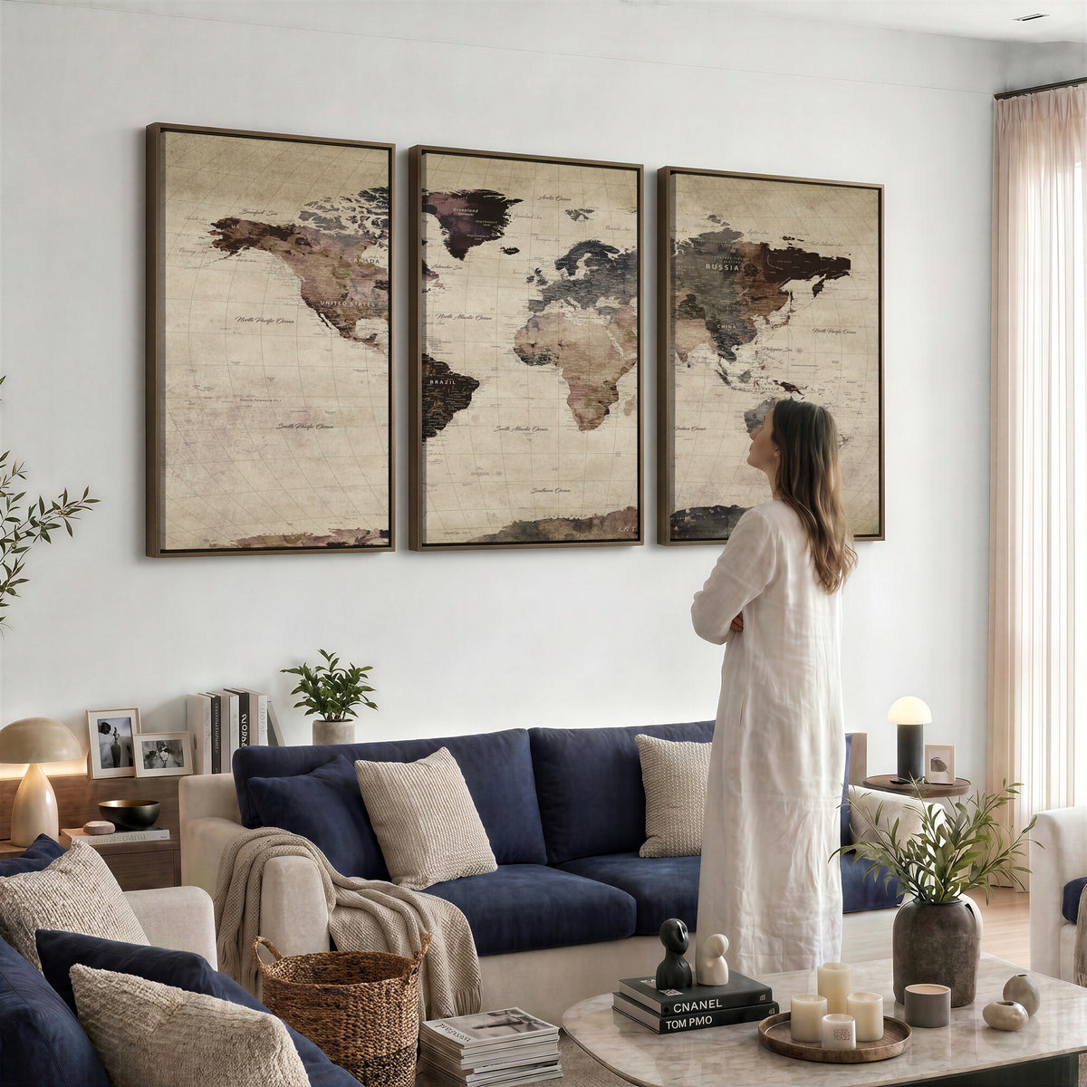 59159103-MGV-CV-36X24 - World Map Canvas Print, Detailed Map of the World, Adventure Gift for Couples and Anniversaries