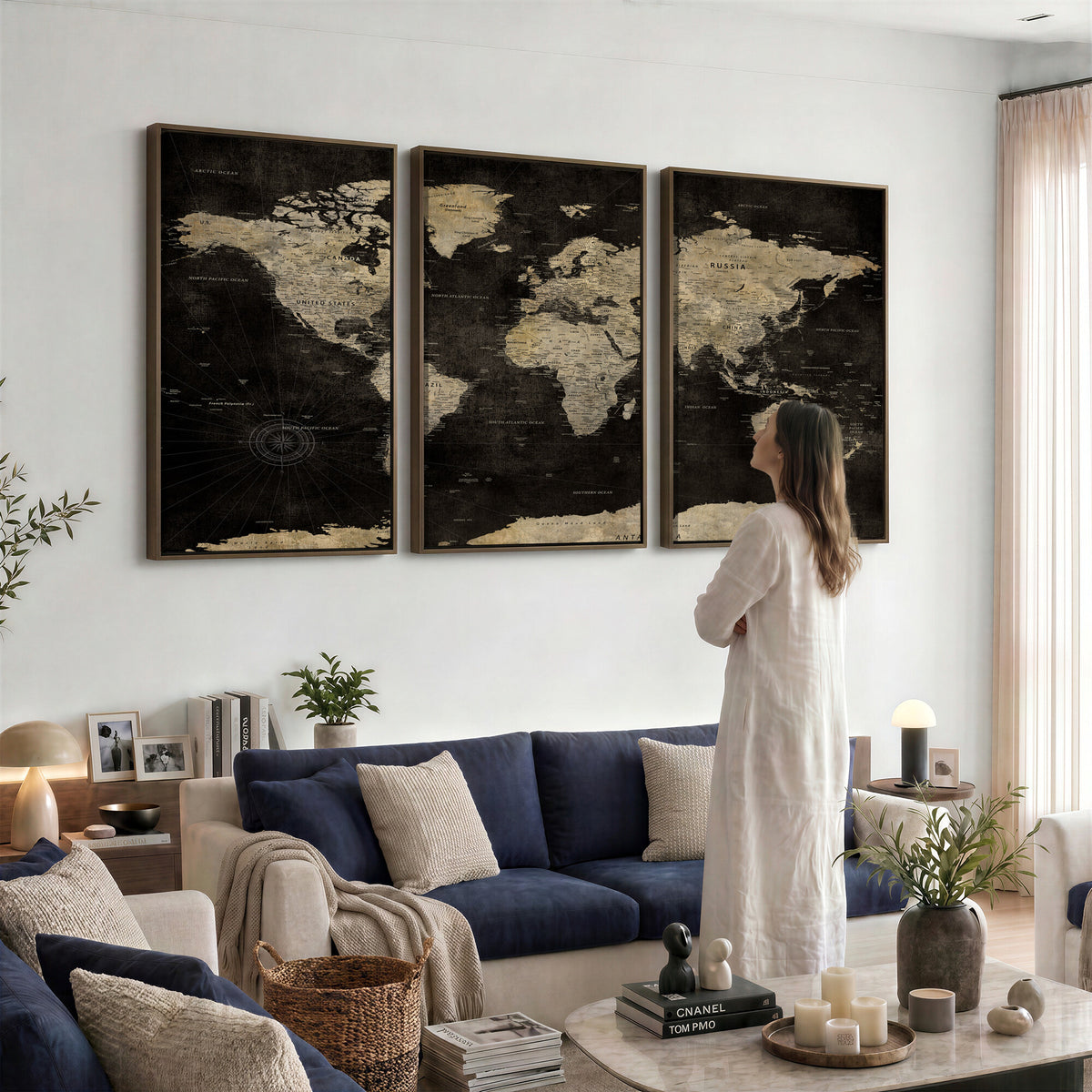 60653880-MGV-CV-36X24 - Push Pin World Map Canvas Wall Art Print, Interactive Travel