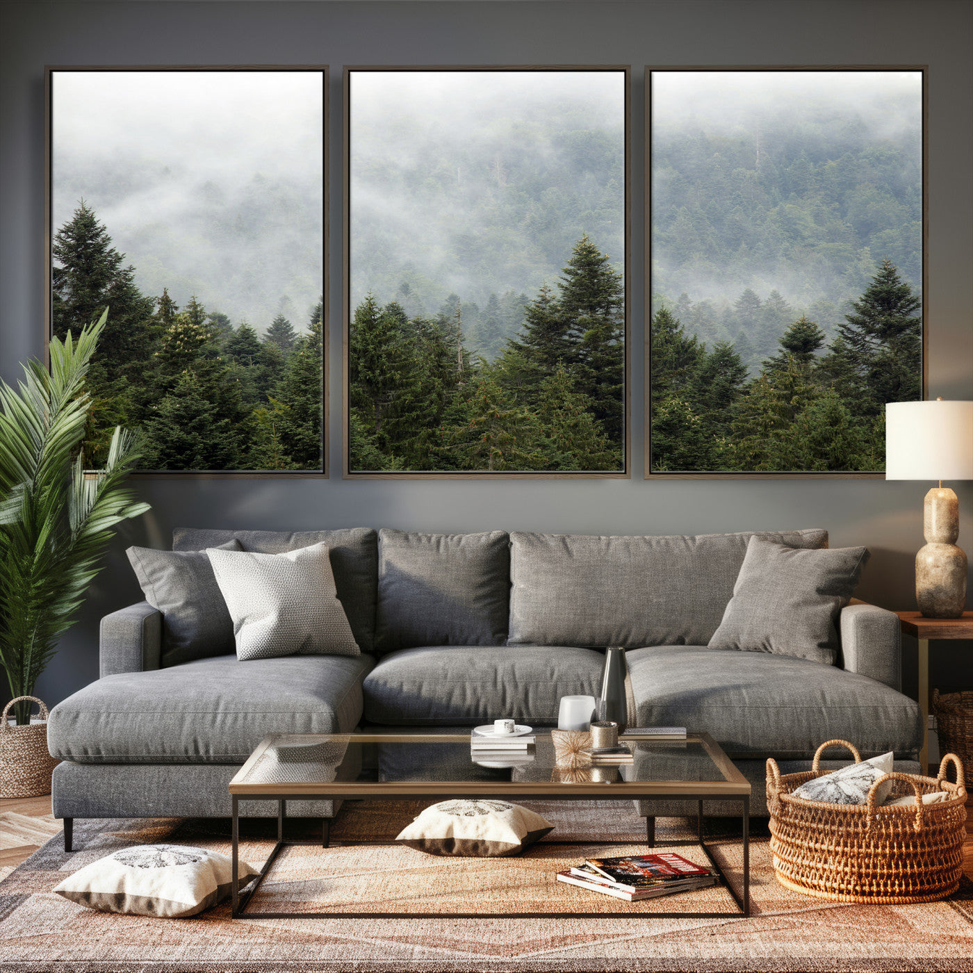 37010054-MGV-CV-36X24 - Misty Mountain Forest Wall Art Canvas Print