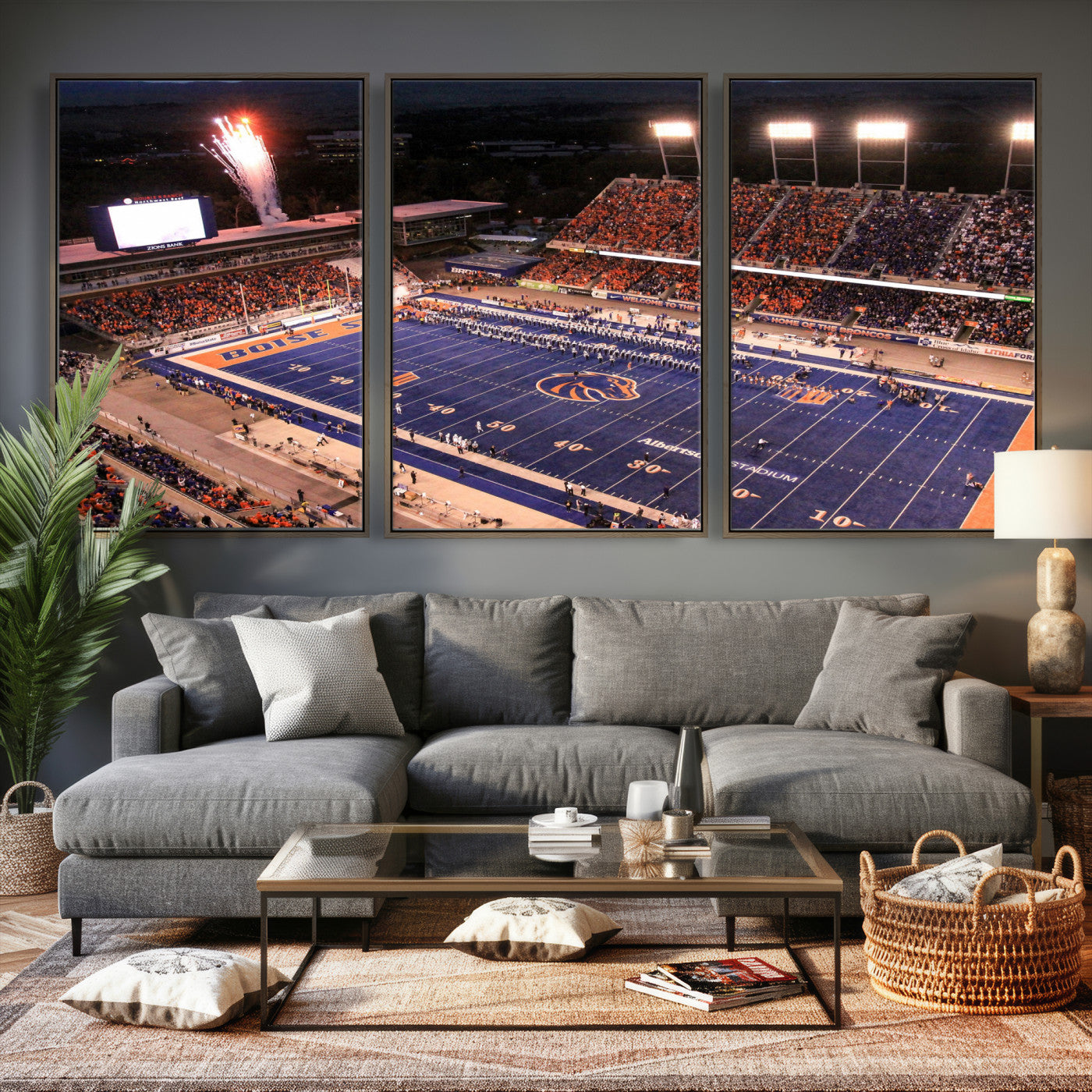 58849575-MGV-CV-36X24 - Boise State Stadium Large Wall Art Canvas Print for Living Room Office Wall Decor