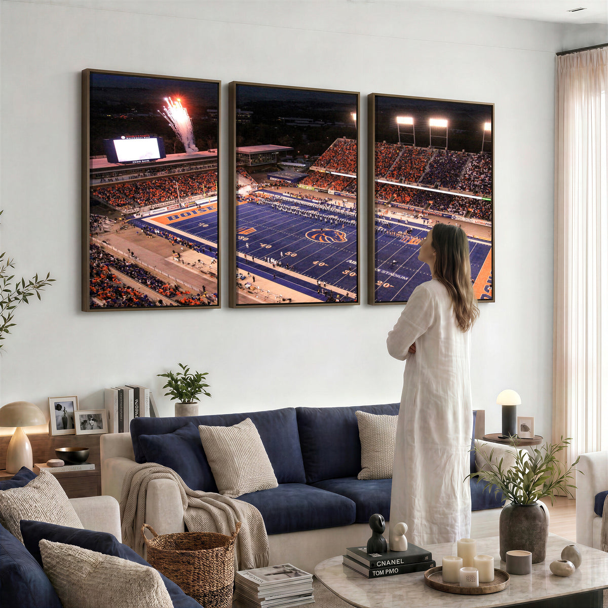 58849575-MGV-CV-36X24 - Boise State Stadium Large Wall Art Canvas Print for Living Room and Game Room Decor