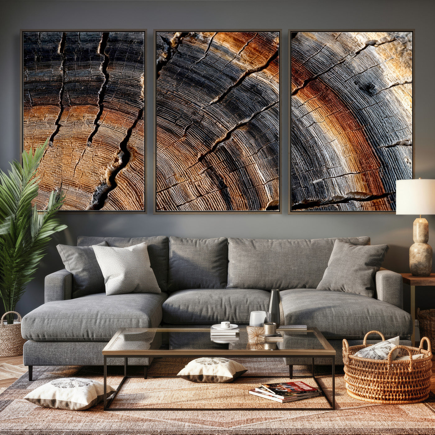 92693966E-MGV-CV-36X24 - Framed Large Abstract Wood Grain Canvas Print, Tree Ring Pattern Wall Art, Framed Canvas Ready to Hang