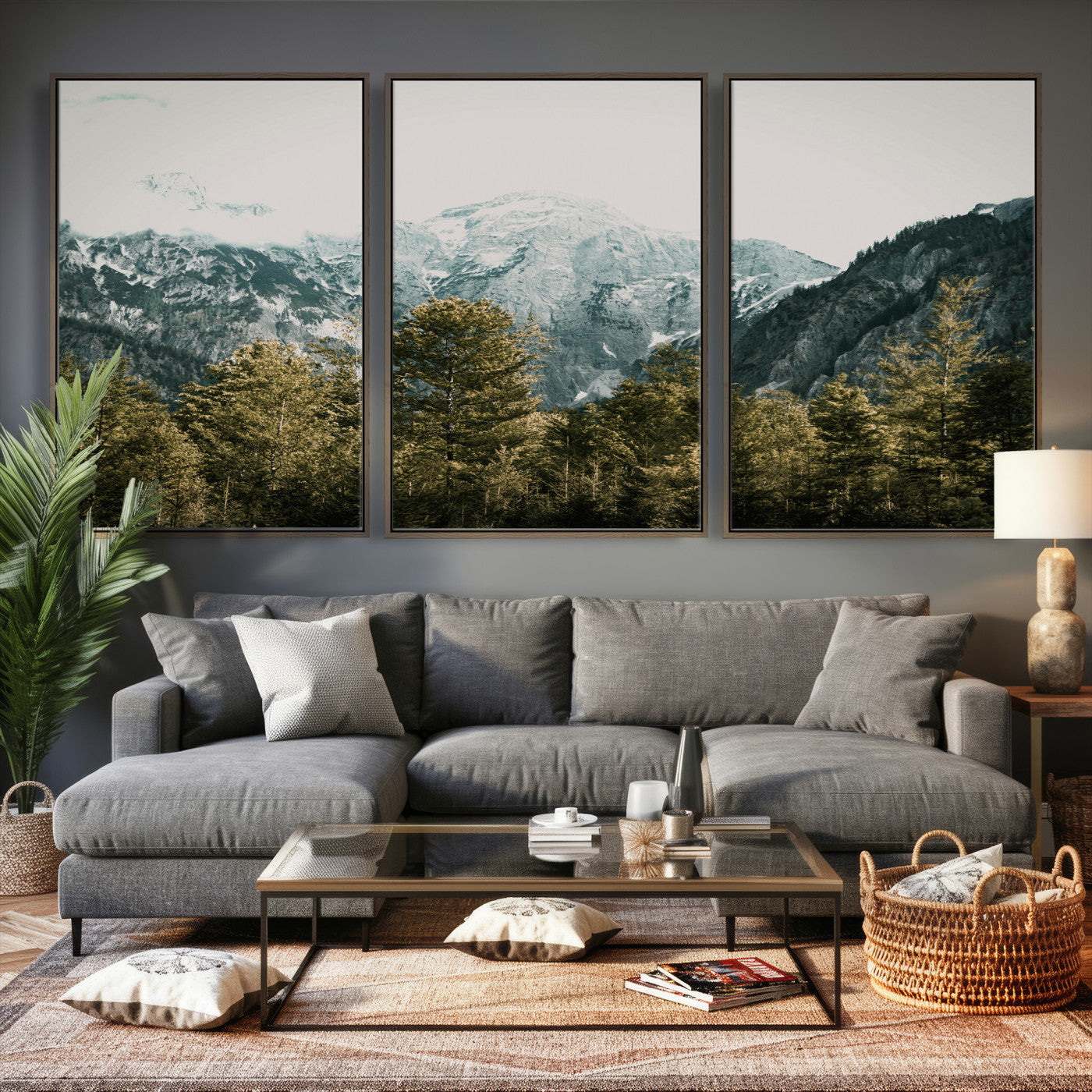 48479662-MGV-CV-36X24 - Mountain Forest Wall Art Canvas Print, Alpine Landscape Nature Photography, Moody Wilderness Wall Decor