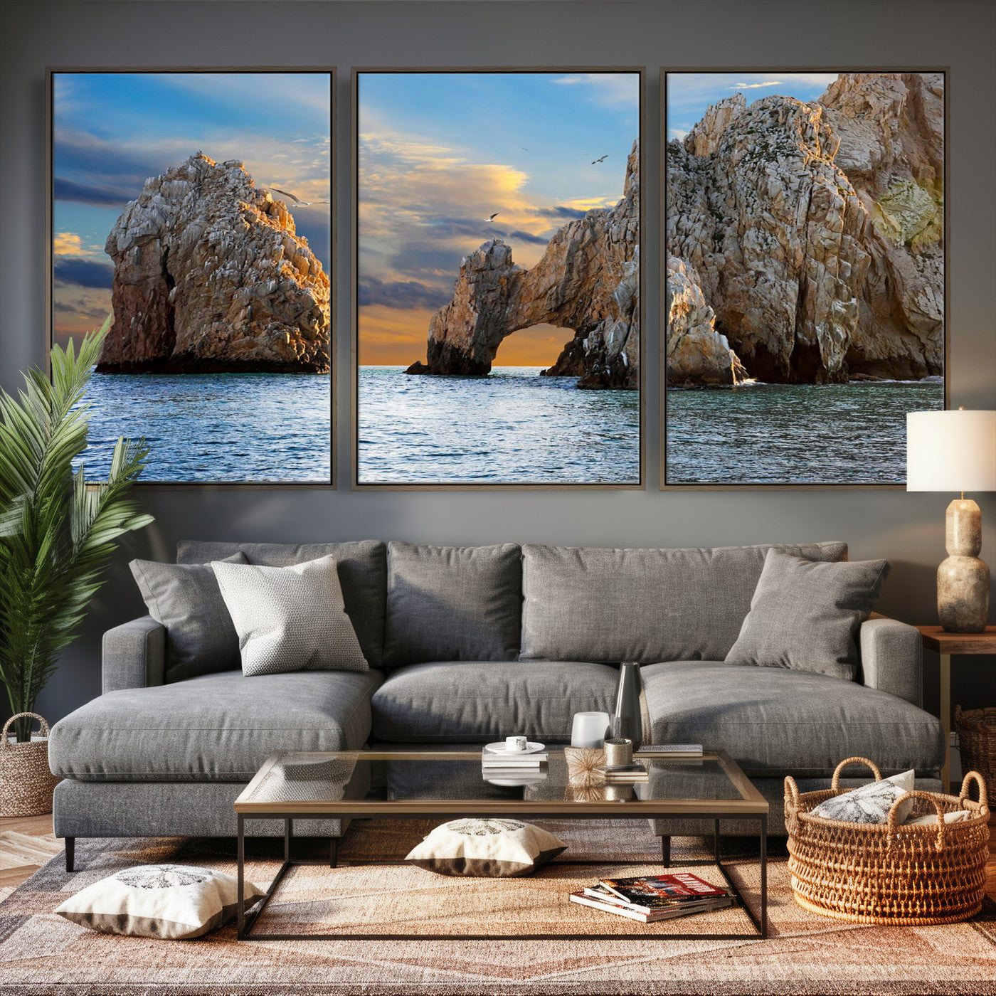 63505689-MGV-CV-36X24 - El Arco Cabo San Lucas Ocean Arch Wall Art Canvas Print, Baja California Rock Arch Seascape Canvas Print, Mexico Coastal Landmark Scenic Art Printing