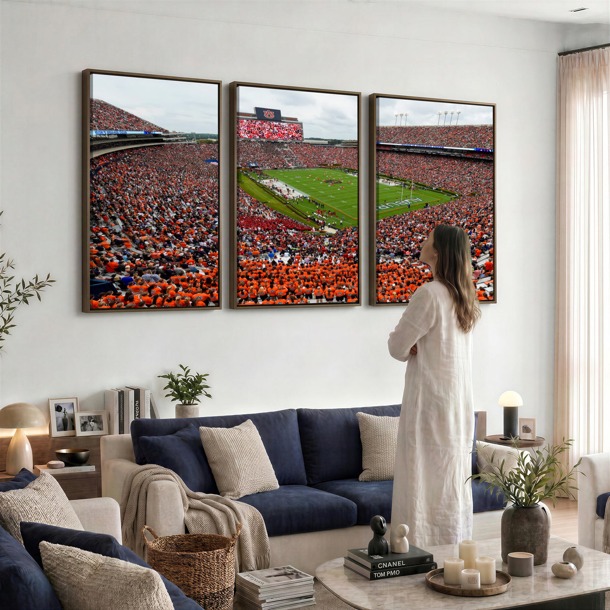 82562490-MGV-CV-36X24 - Auburn Stadium Sunset Wall Art Canvas Print, Jordan Hare Stadium Game Day Crowd, Auburn Tigers Football Artwork