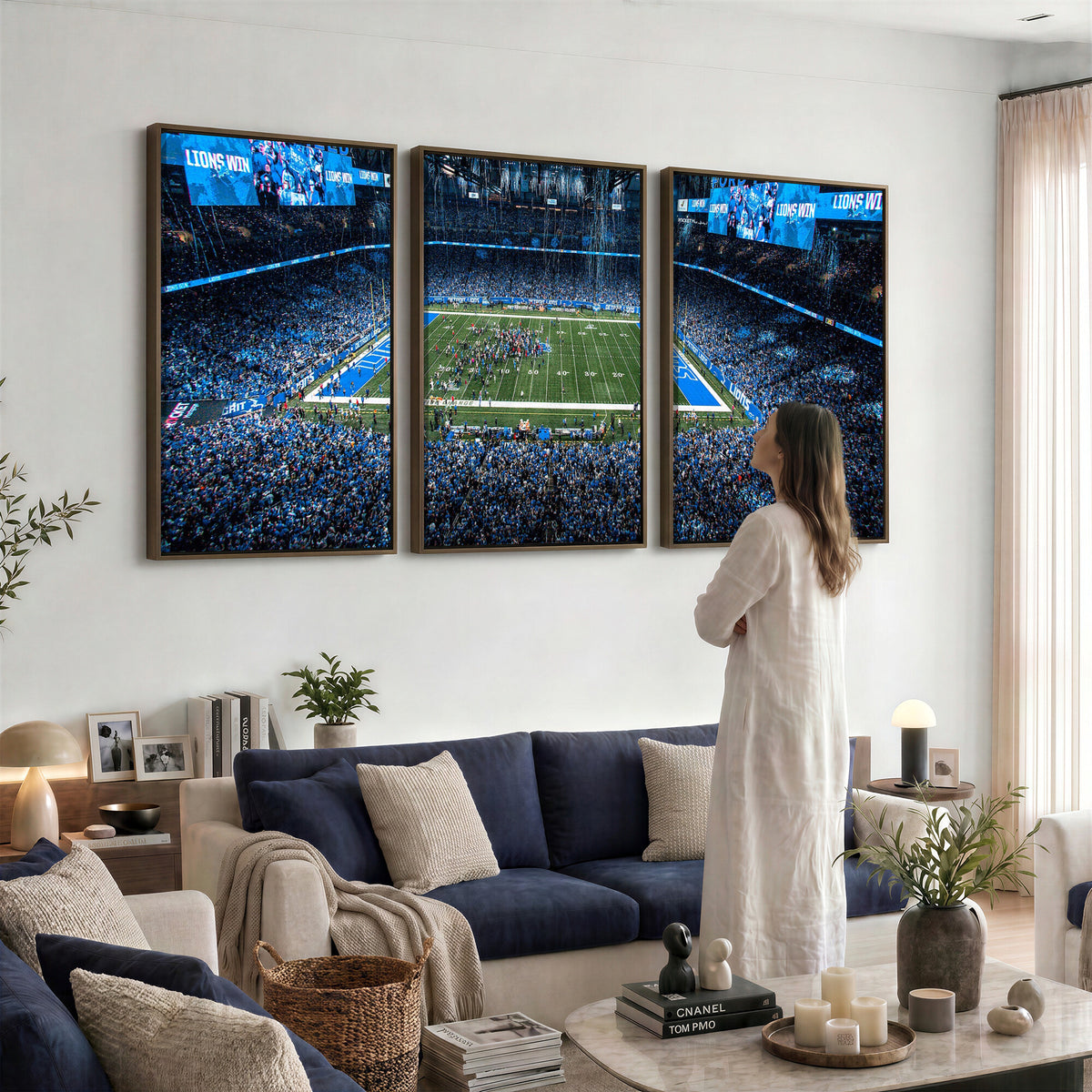 80882005-MGV-CV-36X24 - Detroit Lions Stadium Wall Art Canvas Print, Football Field Panorama