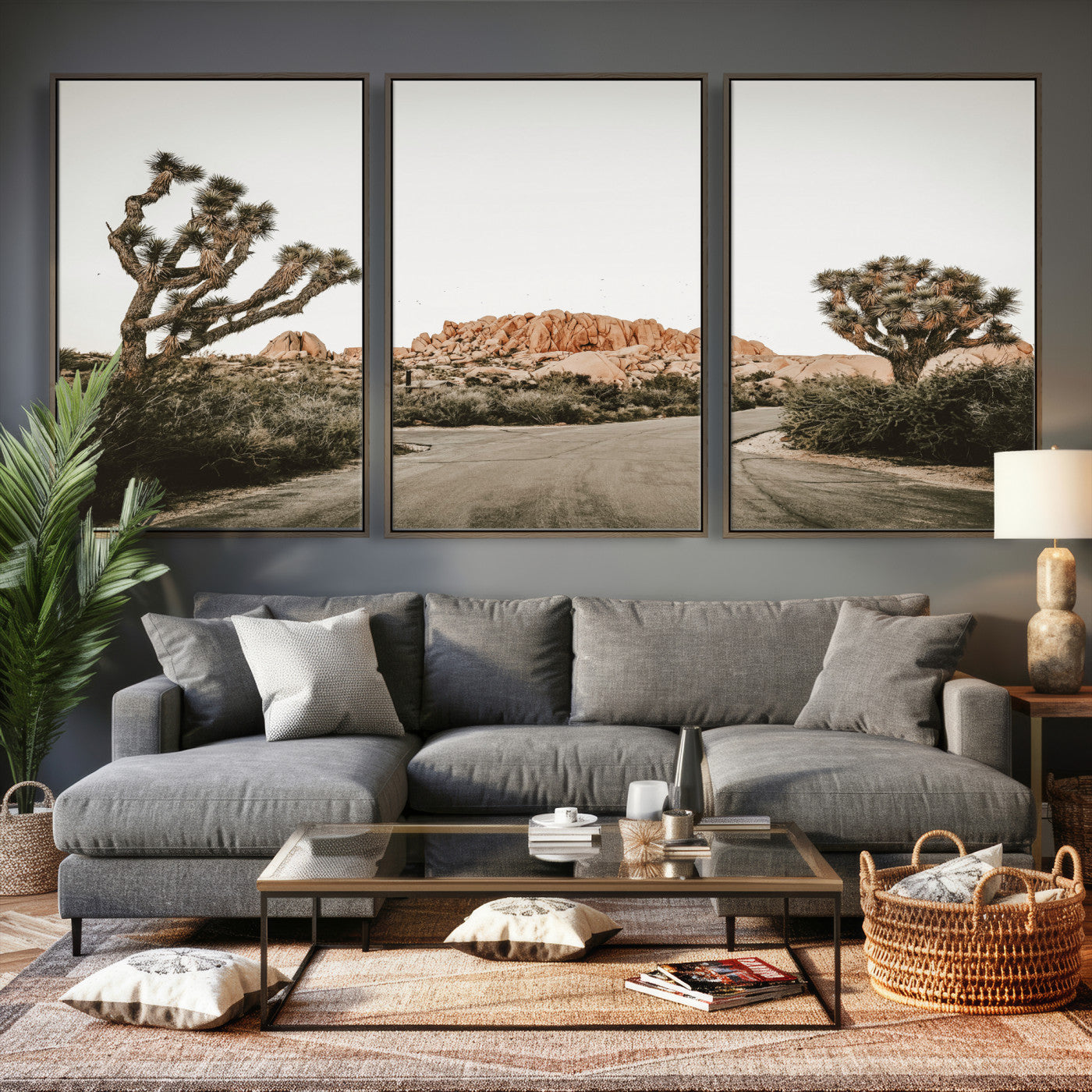 97248544-MGV-CV-36X24 - Joshua Tree Desert Wall Art Canvas Print, Minimal Southwestern Landscape Nature Wall Decor for Modern and Boho Interiors