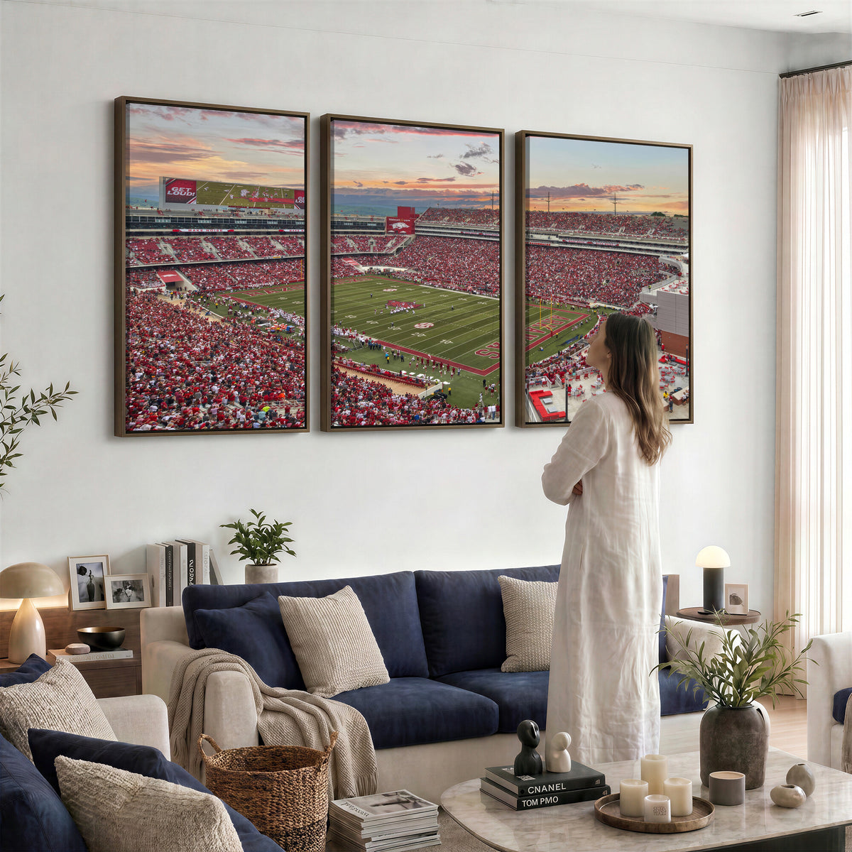 82233065-MGV-CV-36X24 - Donald W. Reynolds Razorback Stadium Wall Art Canvas Print – Arkansas Razorbacks Football Artwork for Home, Office, and Sports Room Decor