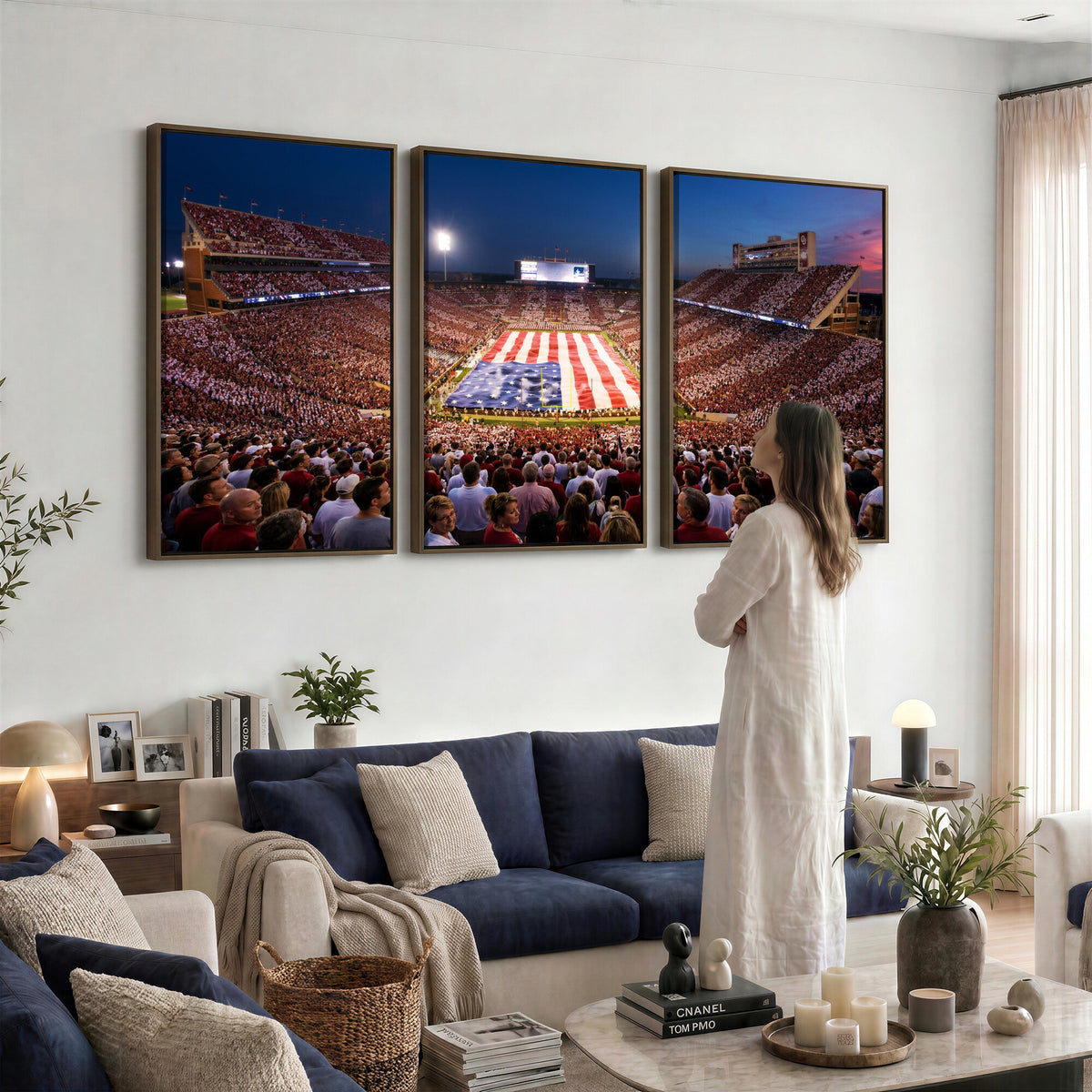 59917418-MGV-CV-36X24 - Oklahoma Memorial Stadium Wall Art Canvas Print | Oklahoma Sooners Football Artwork for Home, Office, and Sports Room Decor