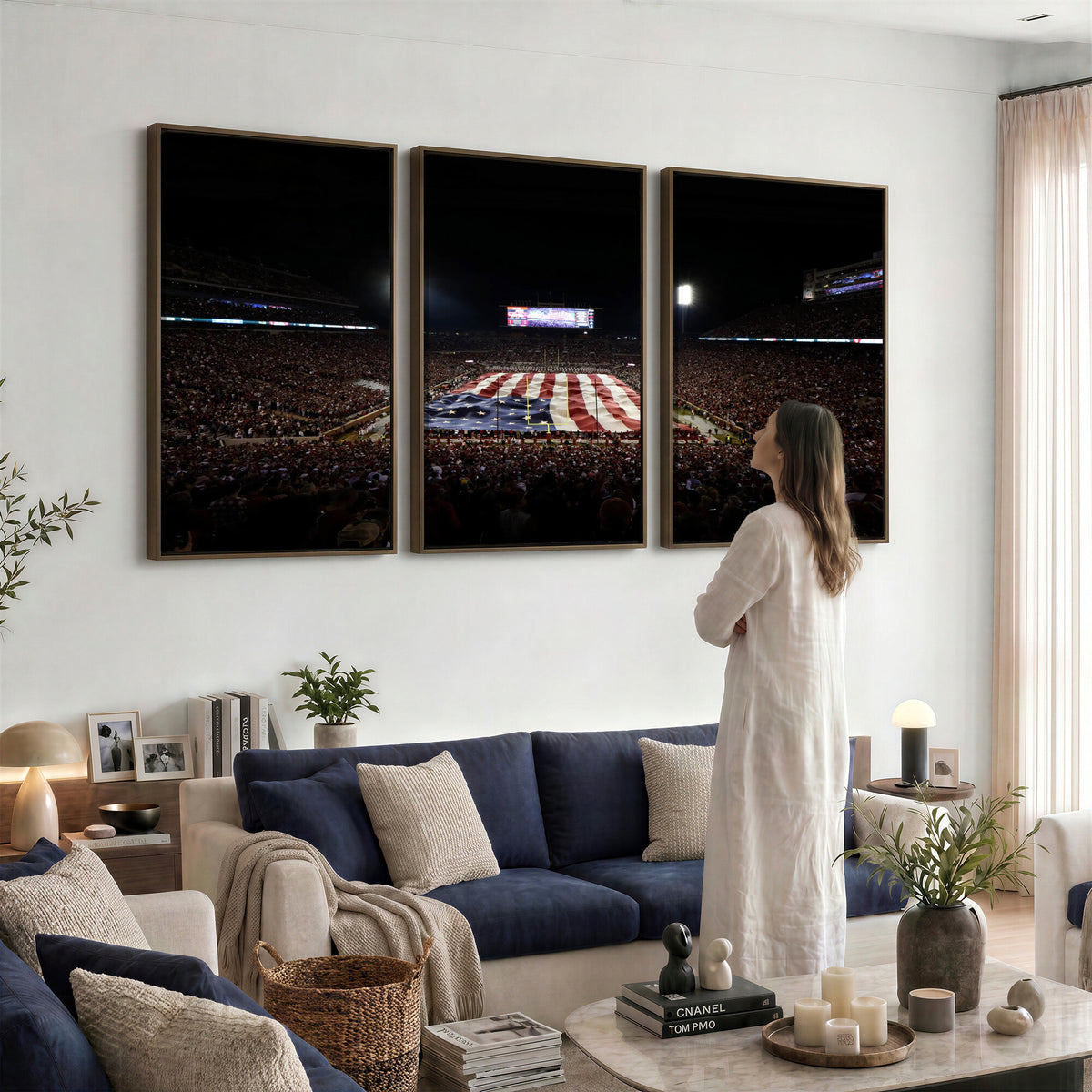98418189-MGV-CV-36X24 - Oklahoma Memorial Stadium Wall Art Canvas Print – Oklahoma Sooners Football Artwork for Home, Office, and Sports Room Decor