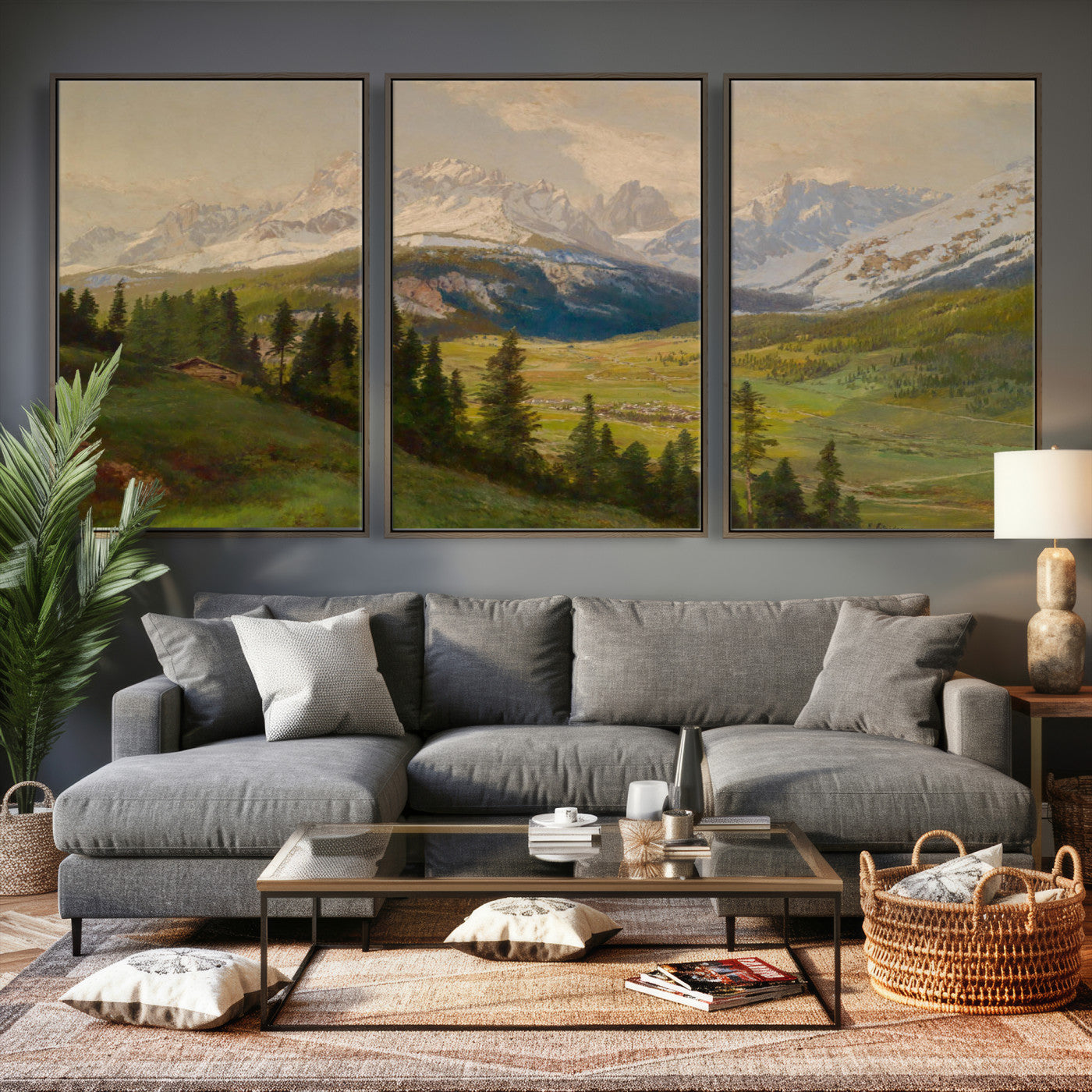 60864994-MGV-CV-36X24 - Konrad Petrides View From Mount Helm Wall Art Canvas Print - Watercolor Sexten and the Sextener Sonnenuhr Art Canvas Print