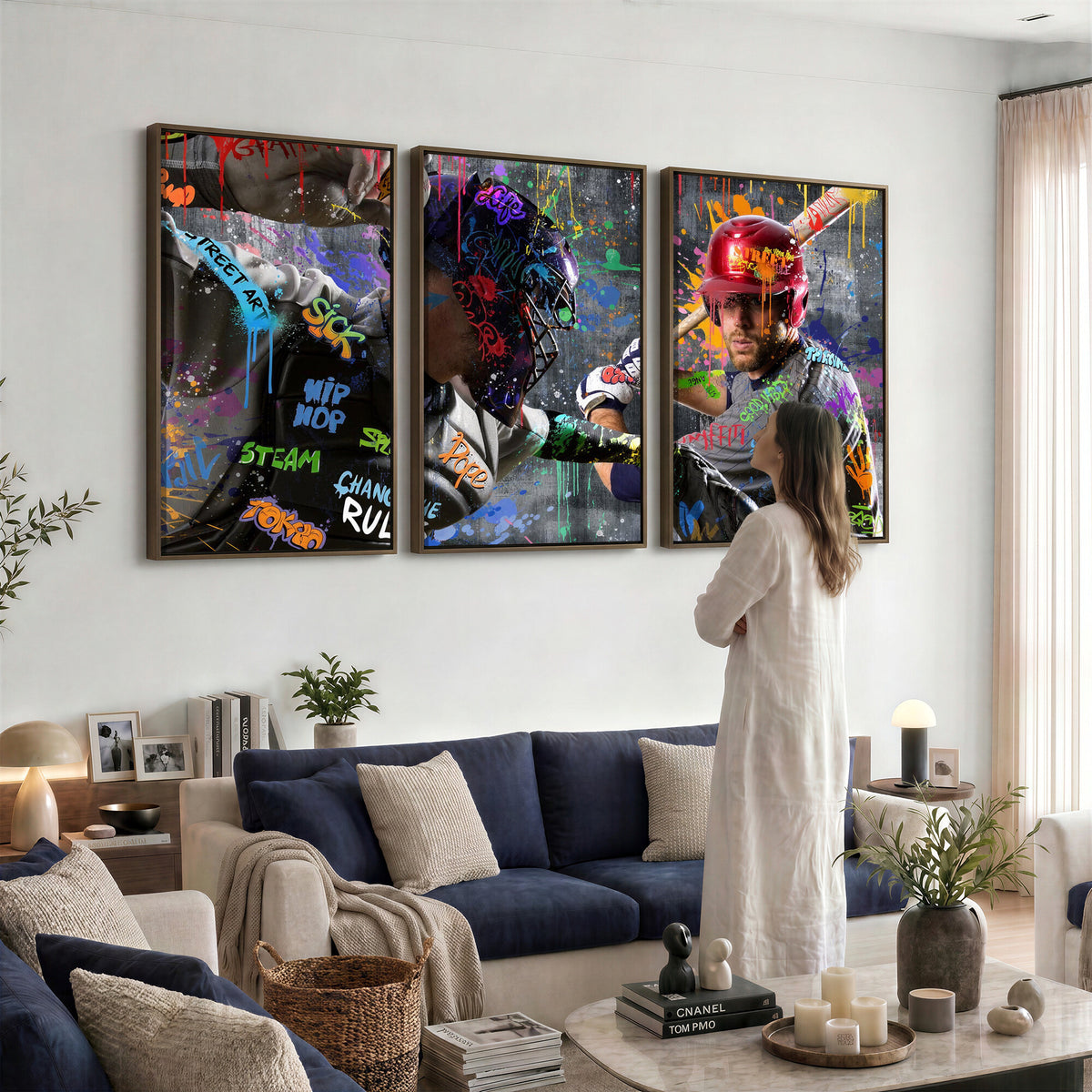 19634994-MGV-CV-36X24 - Graffiti Baseball Player Street Art Wall Art Canvas Print