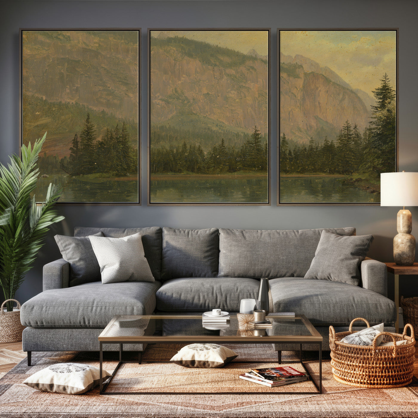 76844524-MGV-CV-36X24 - Frederic Edwin Church Hintersee Canvas Print, Hudson River School Mountain Lake Painting 1868, American Romantic Landscape, Vintage Nature Wall Art