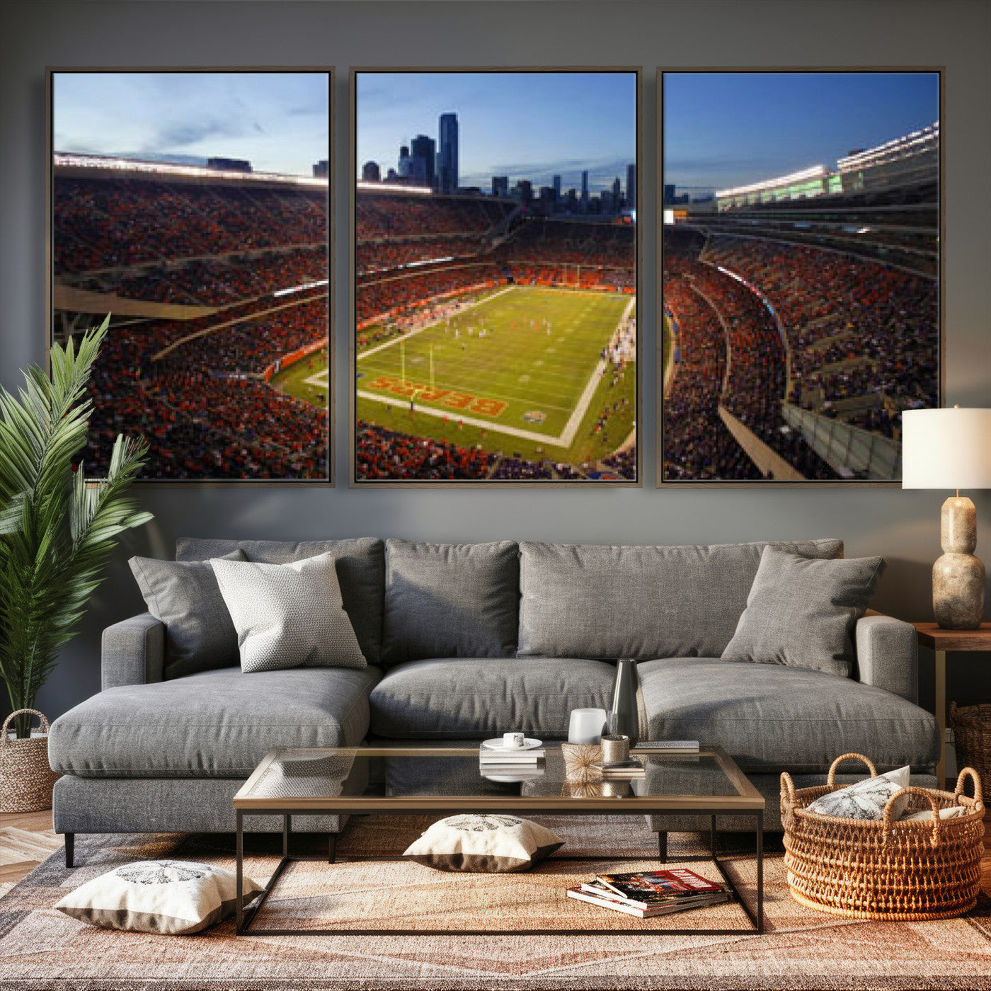50691720-MGV-CV-36X24 - Chicago Bears Soldier Field Canvas Wall Art, NFL Stadium Panorama Print, Football Arena Photography for Sports Fans
