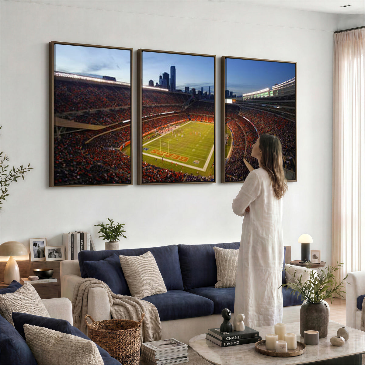 50691720-MGV-CV-36X24 - Chicago Bears Soldier Field Canvas Wall Art, NFL Stadium Panorama Print, Football Arena Photography for Sports Fans