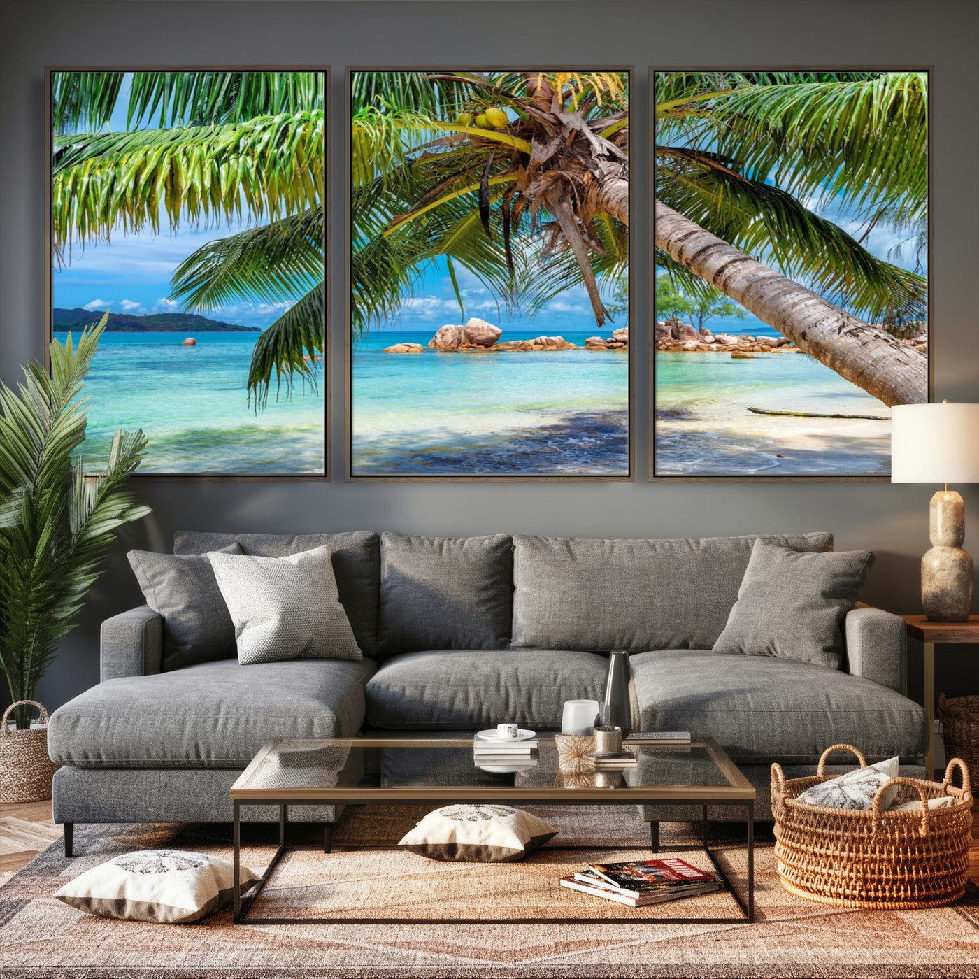 86824715-MGV-CV-36X24 - Seychelles Beach Canvas Wall Art - Anse Volbert Praslin Island Print