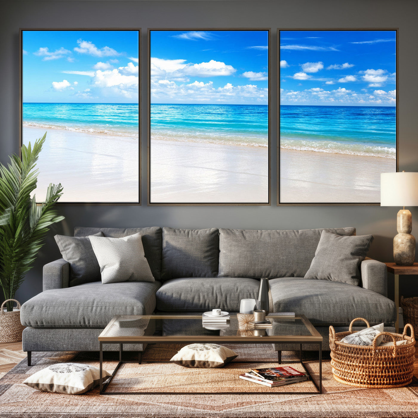 67491909-MGV-CV-36X24 - Tropical Beach Ocean Wall Art Canvas Print for Home Decor
