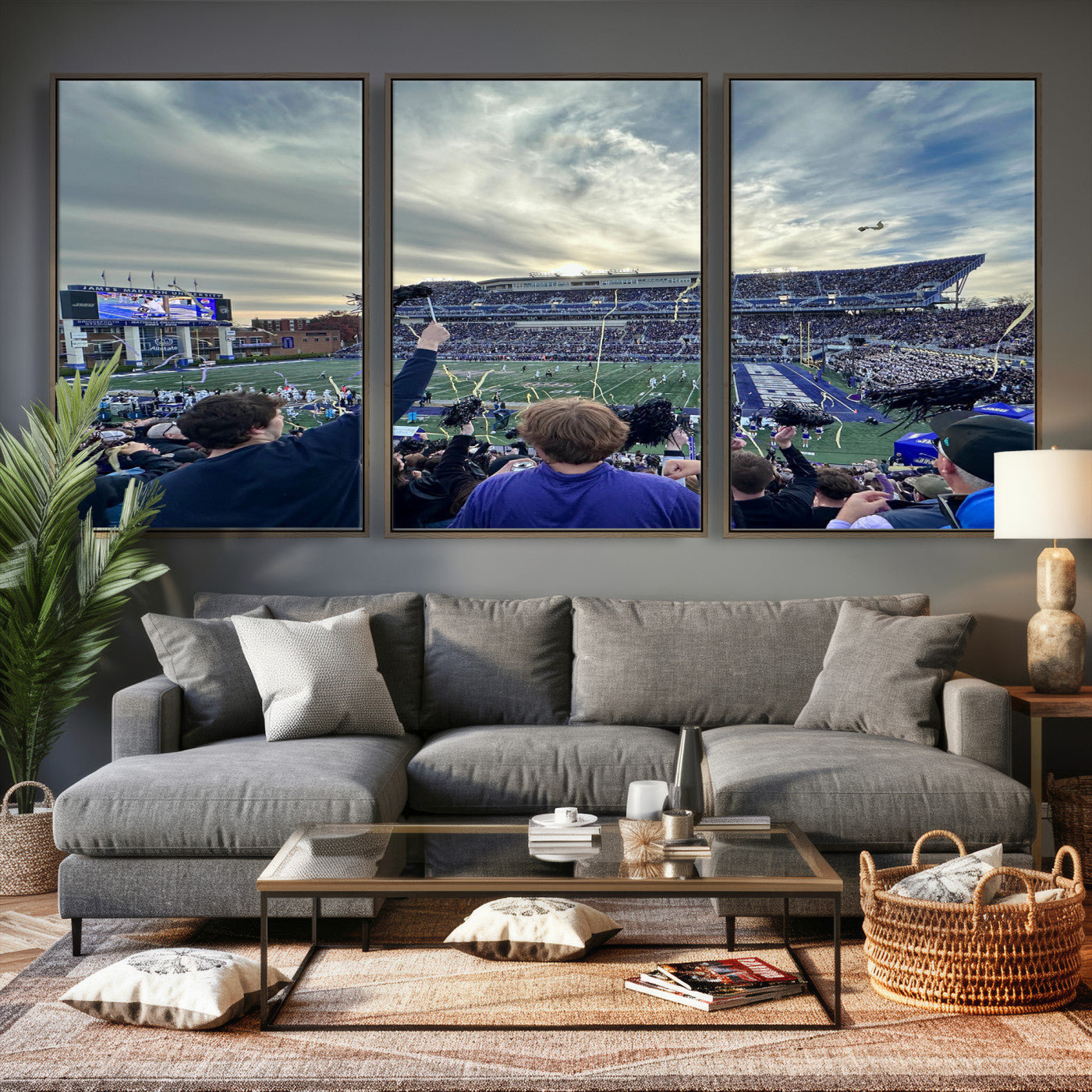 400867JMU-MGV-CV-36X24 - JMU Stadium Wall Art Canvas Print for Game Room Decor - James Madison University Stadium