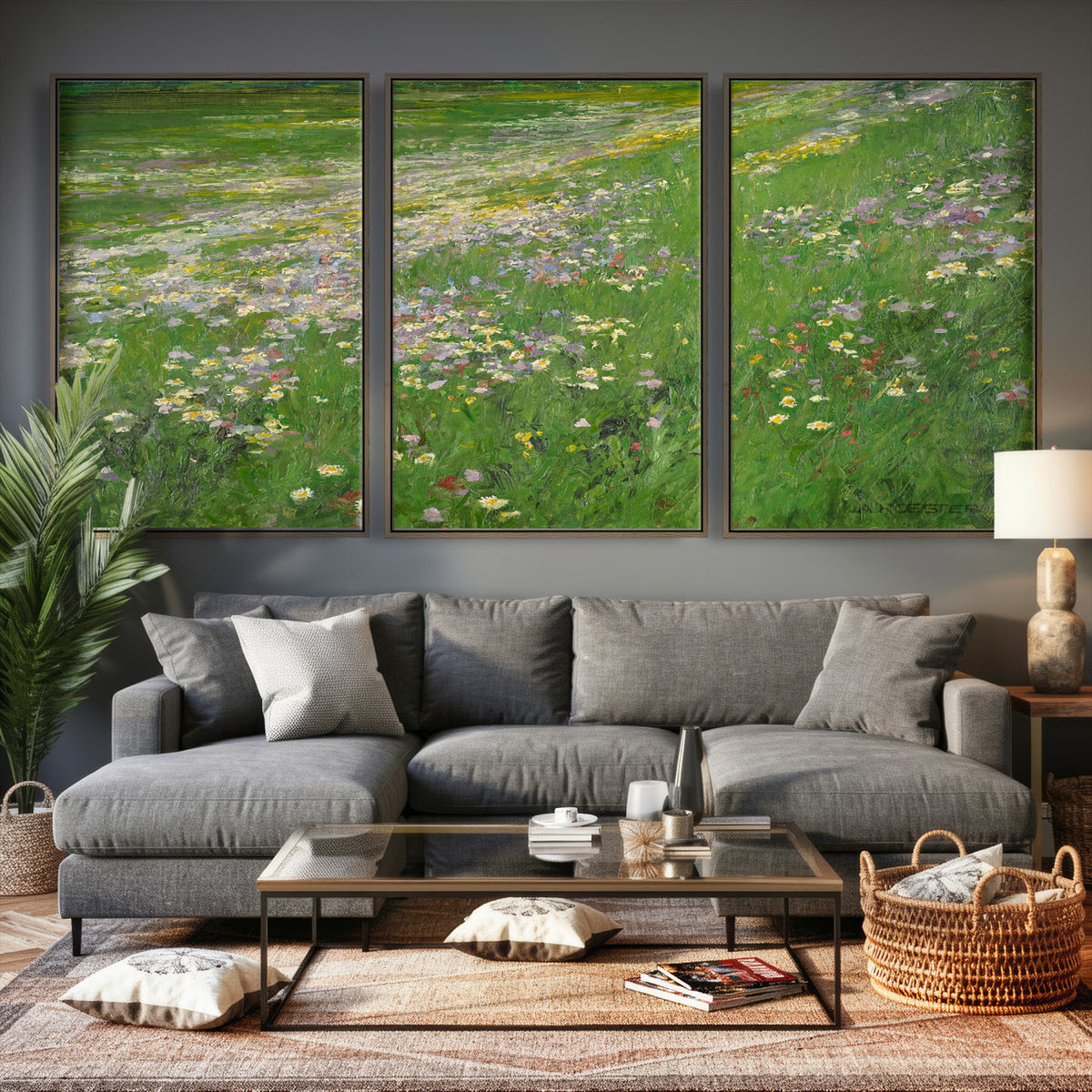 63535040-MGV-CV-36X24 - Alexander Koester Flower Meadow Canvas Wall Art, Vintage Landscape Print