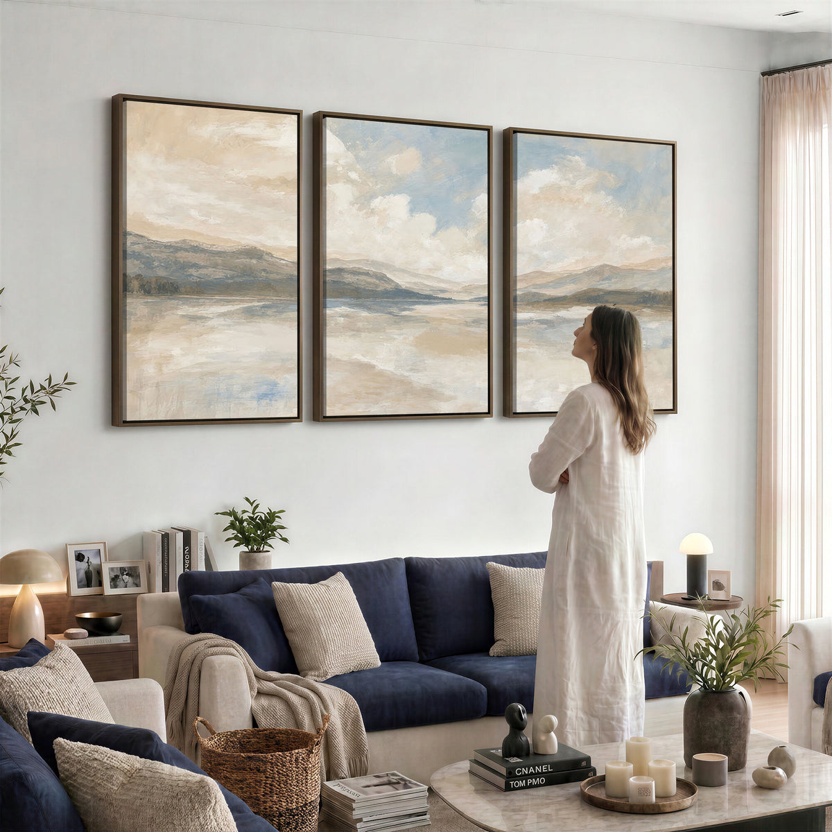 12998065-MGV-CV-36X24 - Serene Mountain and Lake Landscape Canvas Wall Art