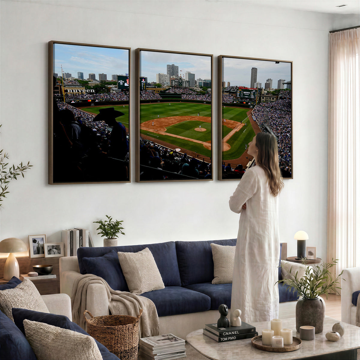 34859D-MGV-CV-36X24 - Chicago Cubs Baseball Team Print - Wrigley Field Stadium