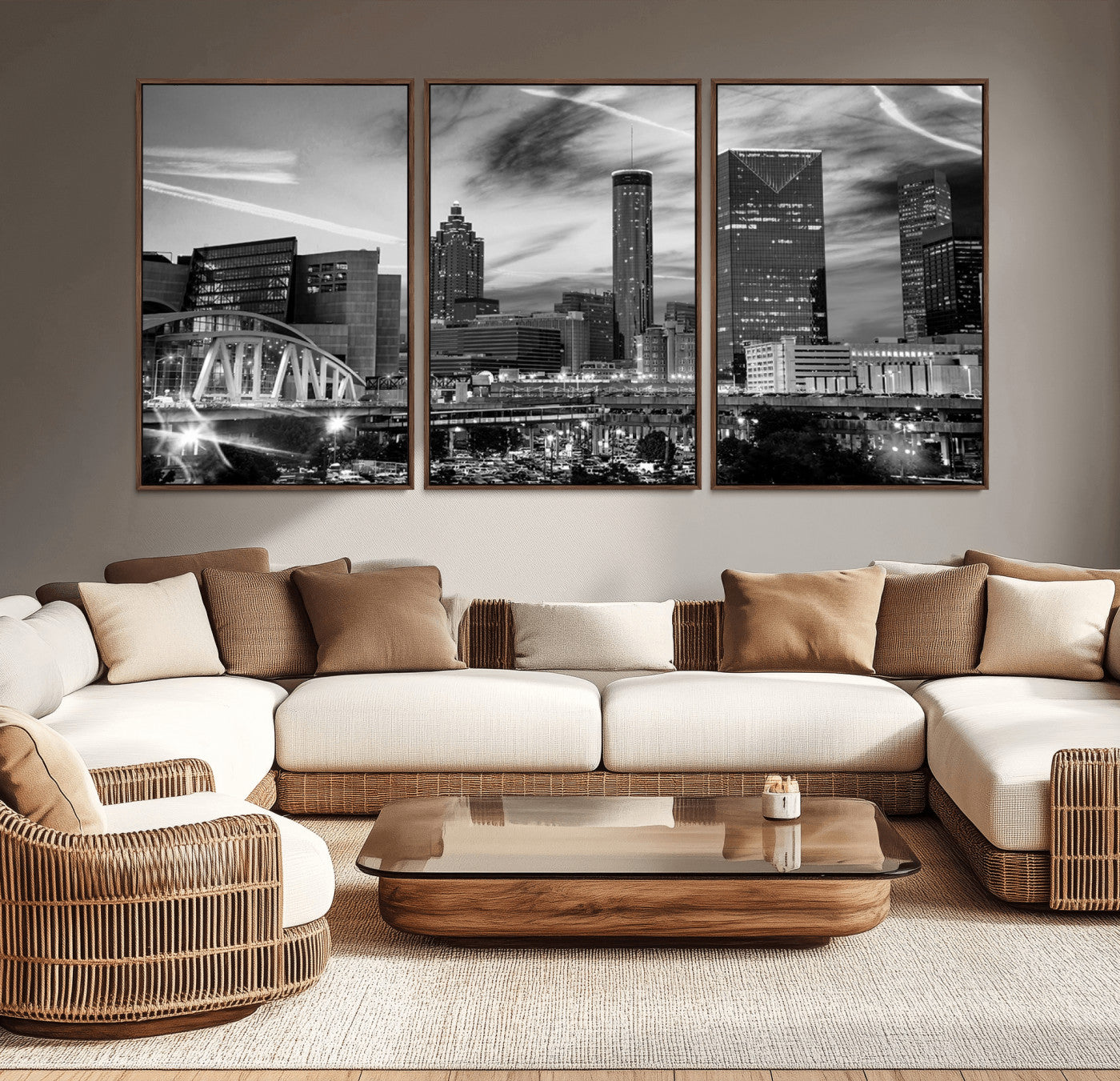 34800-MGV-CV-36X24-Black and White Atlanta Wall Art Canvas Print