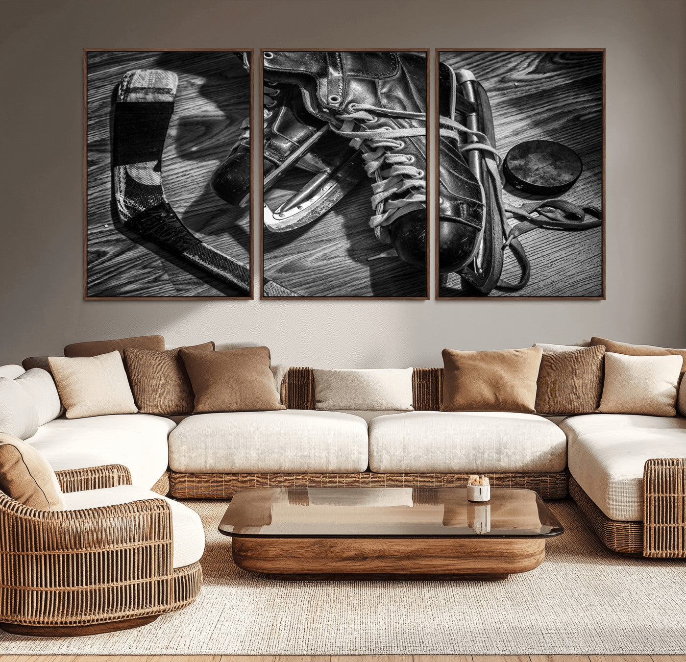 MGV-FC-60X30-3P - Old Pair of Mens Skates Wall Art Canvas, Men Skates Wall Art Print