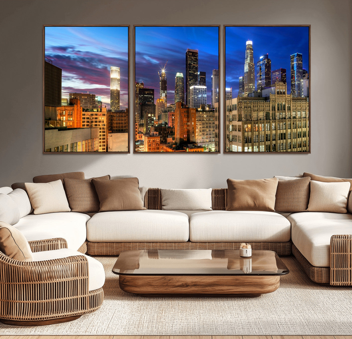 39051-MGV-FC-60X30-3P_Walnut-Los Angeles Night Wall Art Canvas Print