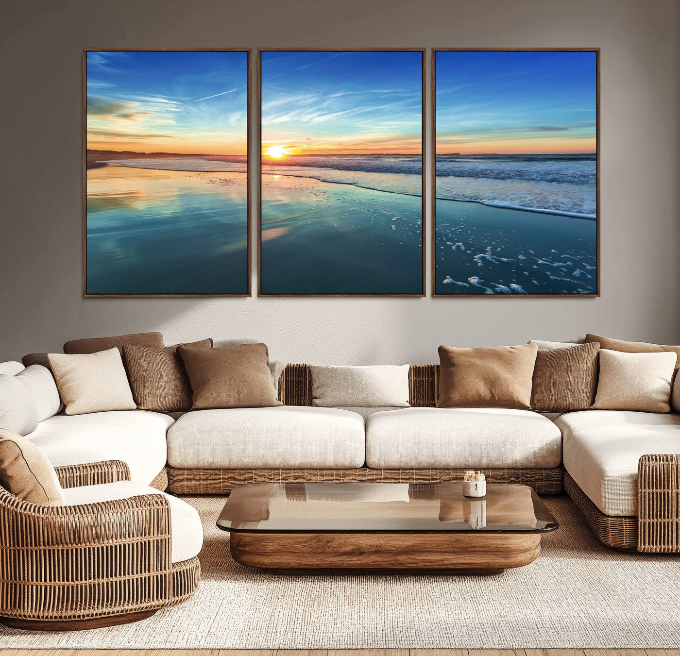 MGV-FC-60X30-3P - Blue Sky and Beach Wall Art Canvas Print