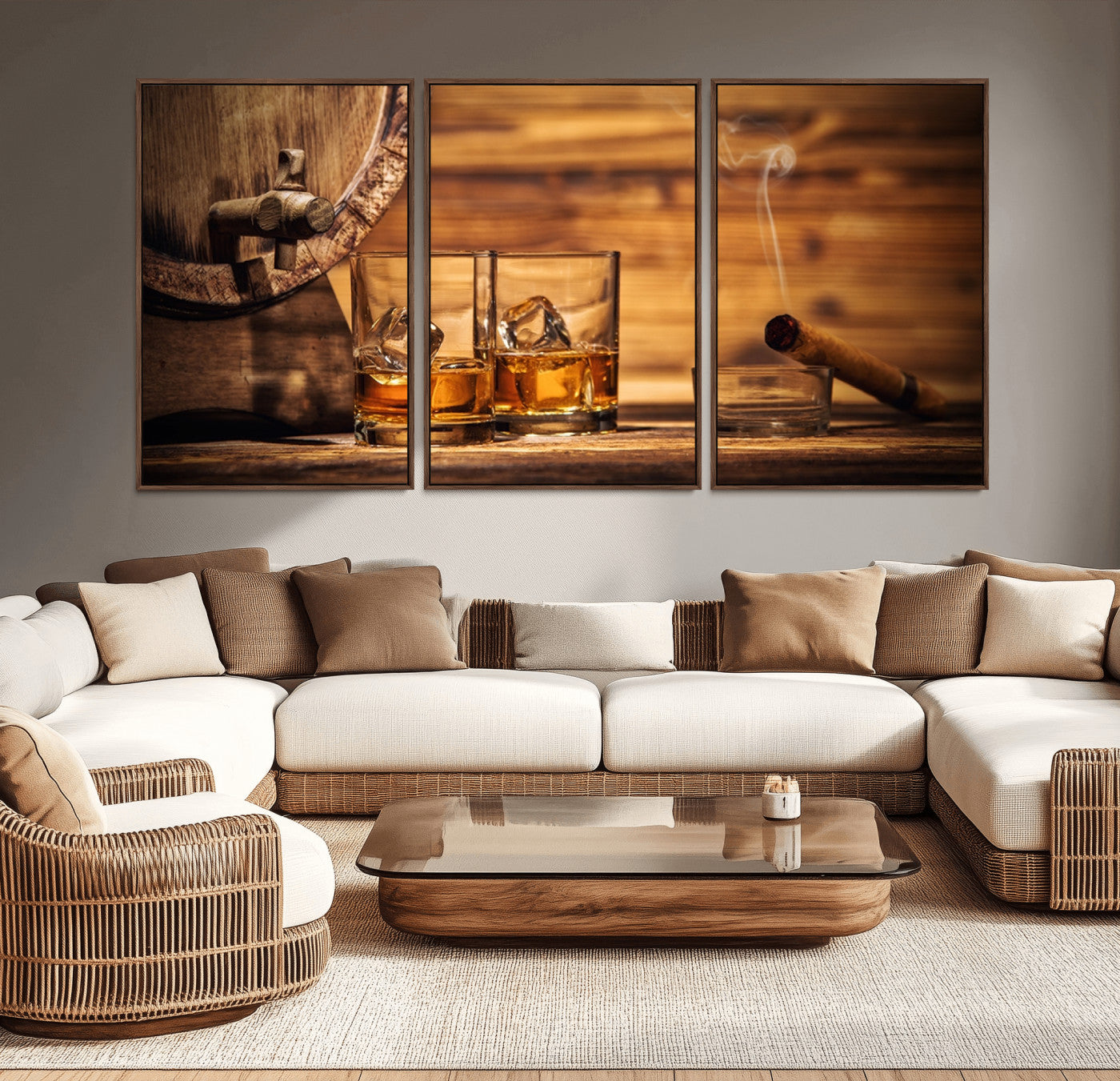 -Rustic Whiskey and Barrel Canvas Print