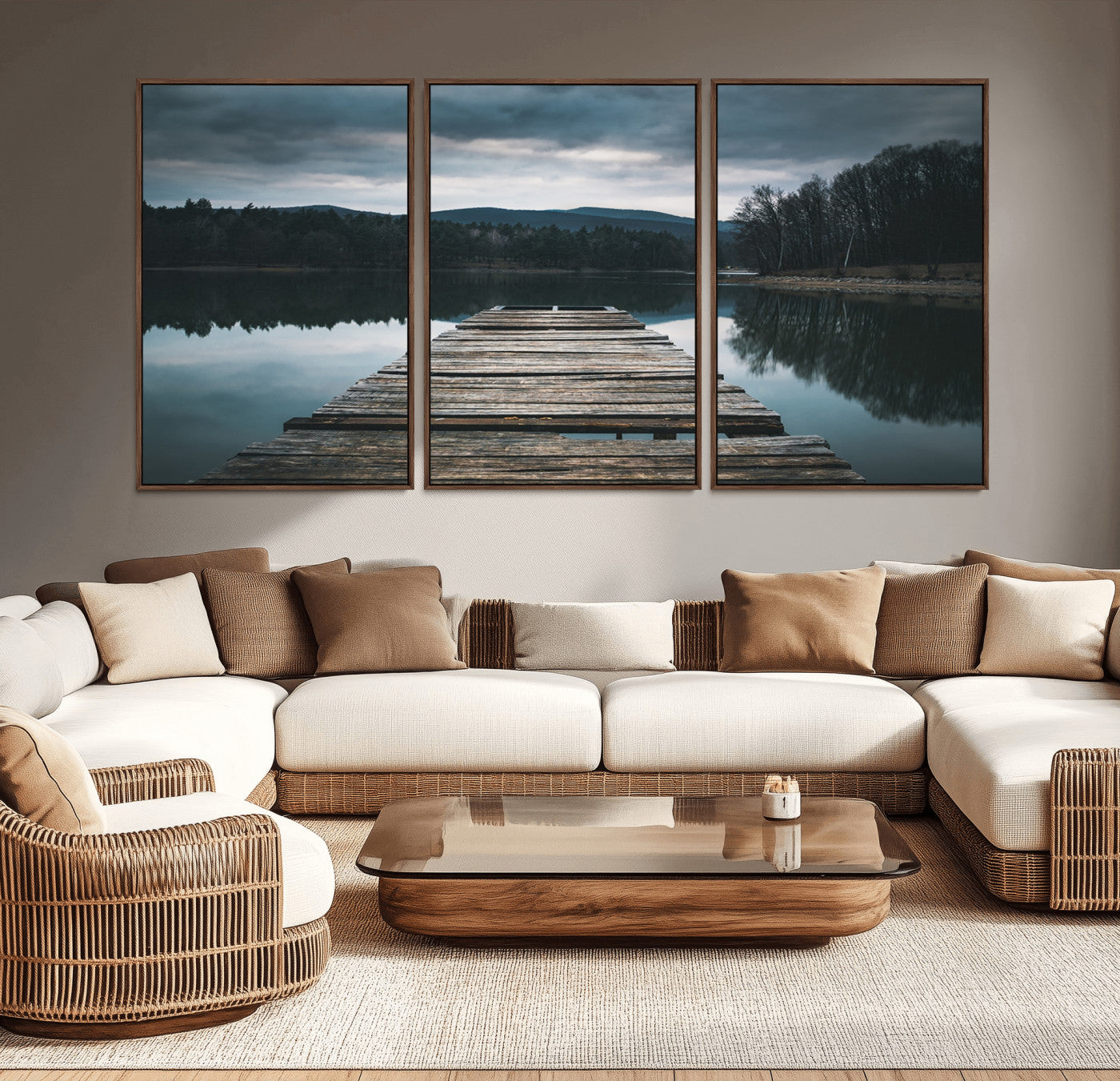 MGV-FC-60X30-3P - Wooden Bridge Near Lake Wall Art Canvas Print
