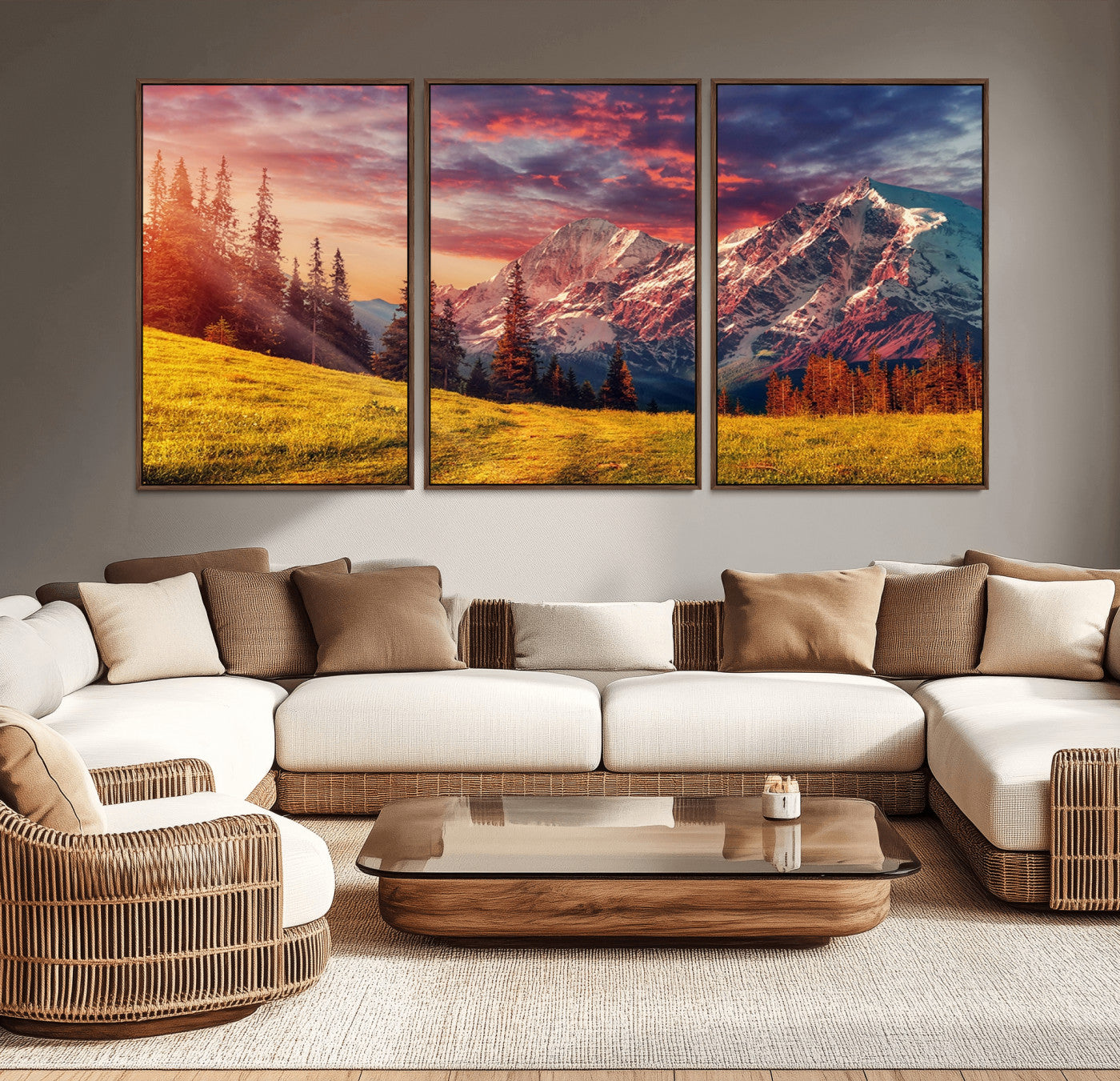 48448-MGV-CV-36X24-Mountain and Daylight Red Sunset Wall Art Canvas Print