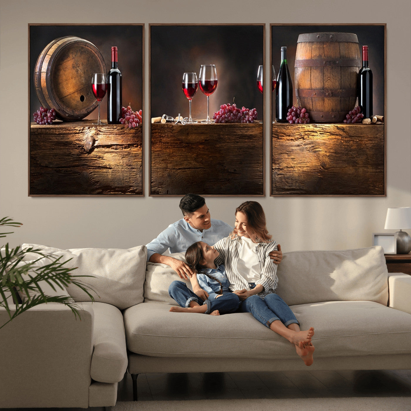 MGV-FC-60X30-3P - Wine and Barrels Wall Art Canvas Print