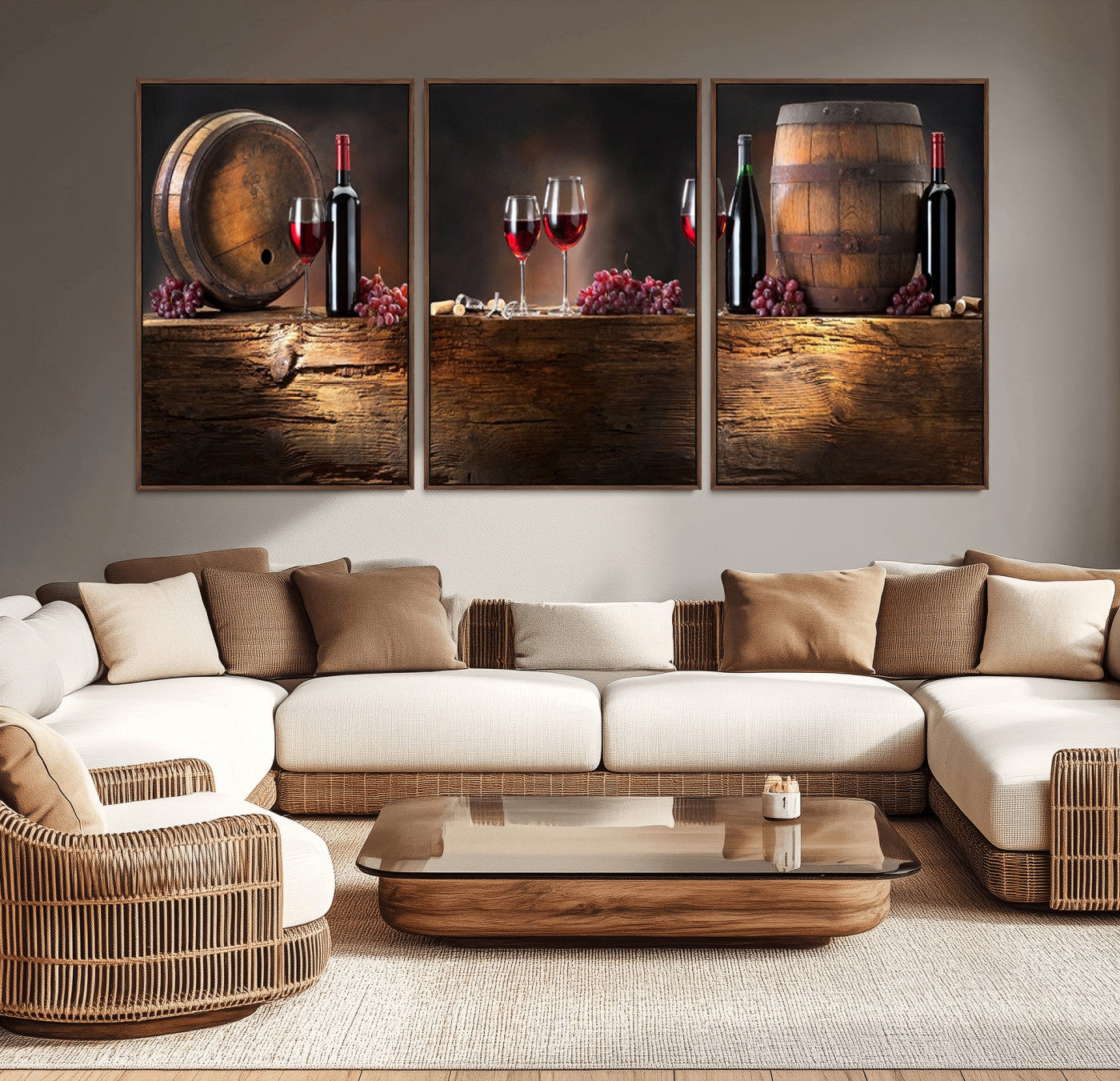 -Wine and Barrels Wall Art Canvas Print