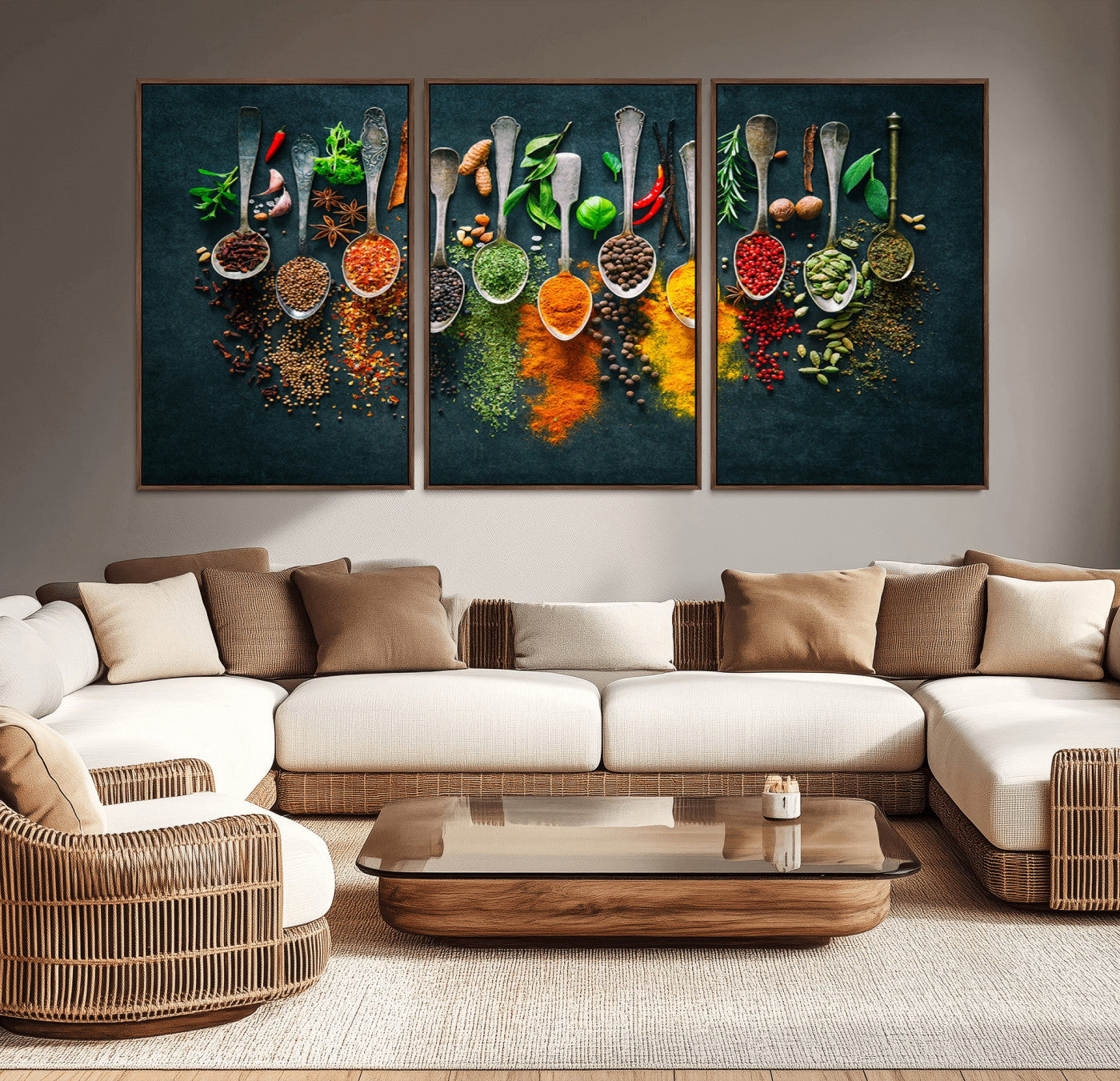 MGV-FC-60X30-3P - Herbs and Spices Kitchen Wall Art Canvas Print