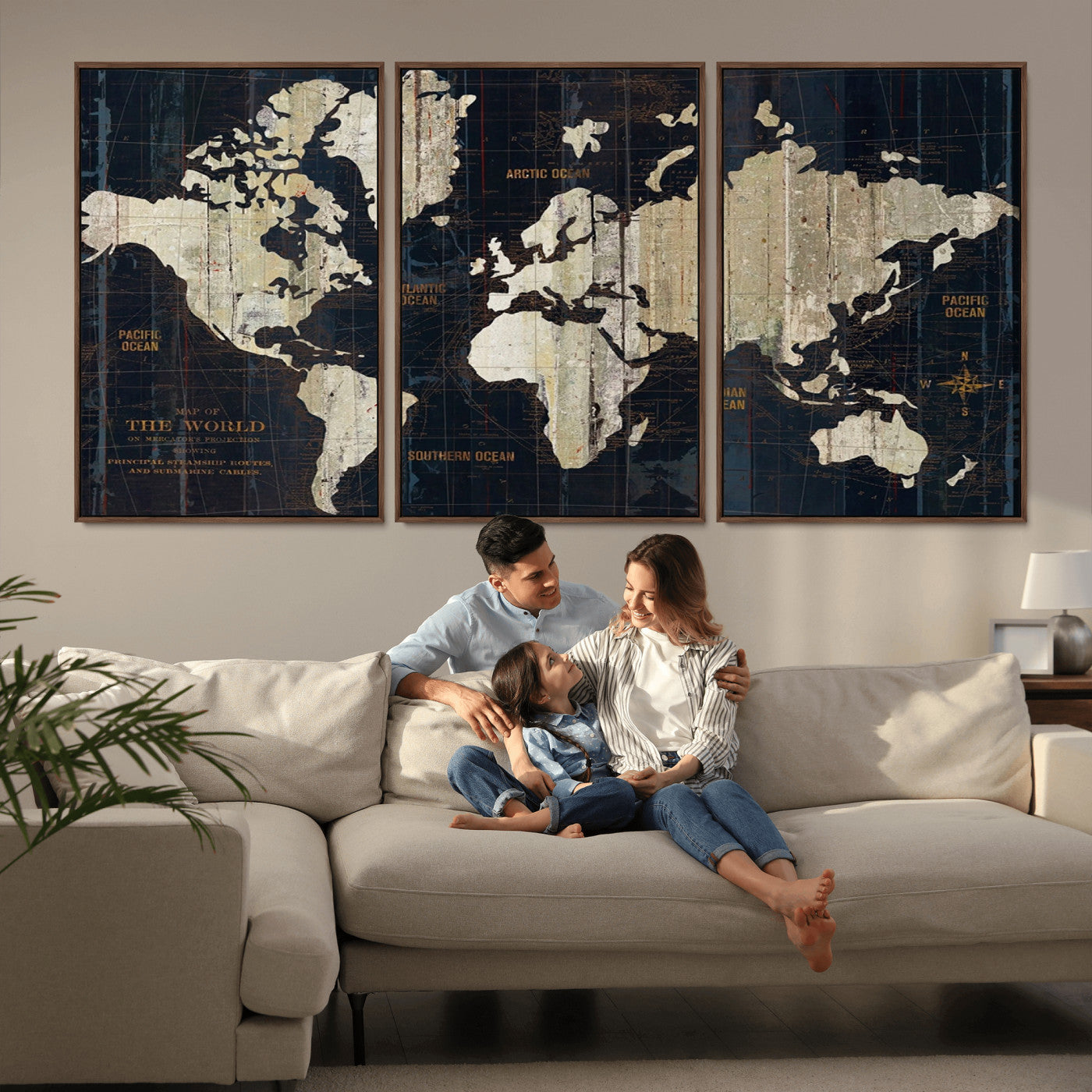 MGV-FC-60X30-3P - Push Pin World Map Canvas Print – Framed Wall Art for Couples to Track Their Travels – Anniversary