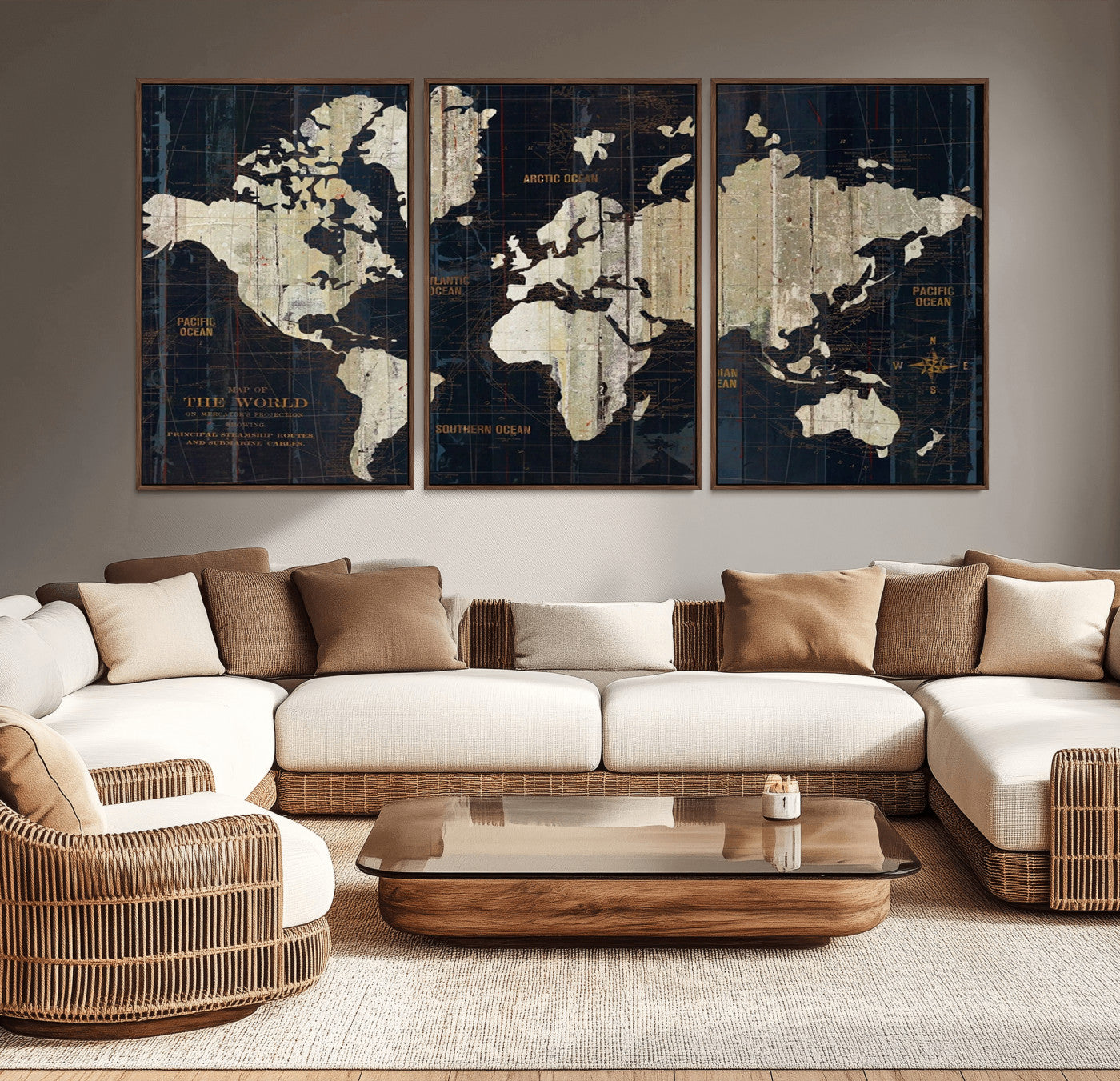 14651-MGV-CV-36X24-Push Pin World Map Canvas Print – Framed Wall Art for Couples to Track Their Travels – Anniversary Gift or Home Adventure Decor