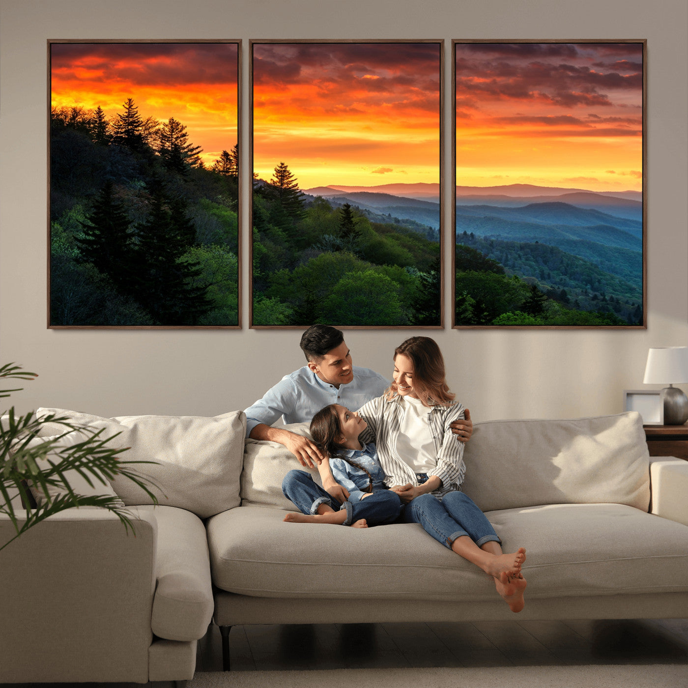 MGV-FC-60X30-3P - Forest Landscape Wall Art Sunset Canvas, Forest Sunset Canvas Print