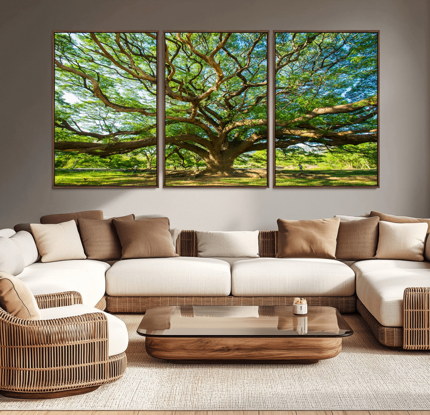 MGV-FC-60X30-3P - Angel Oak Tree Wall Art | Oak Canvas Print | Multi Panel Landscape Wall Art | Ready to Hang Wall Art