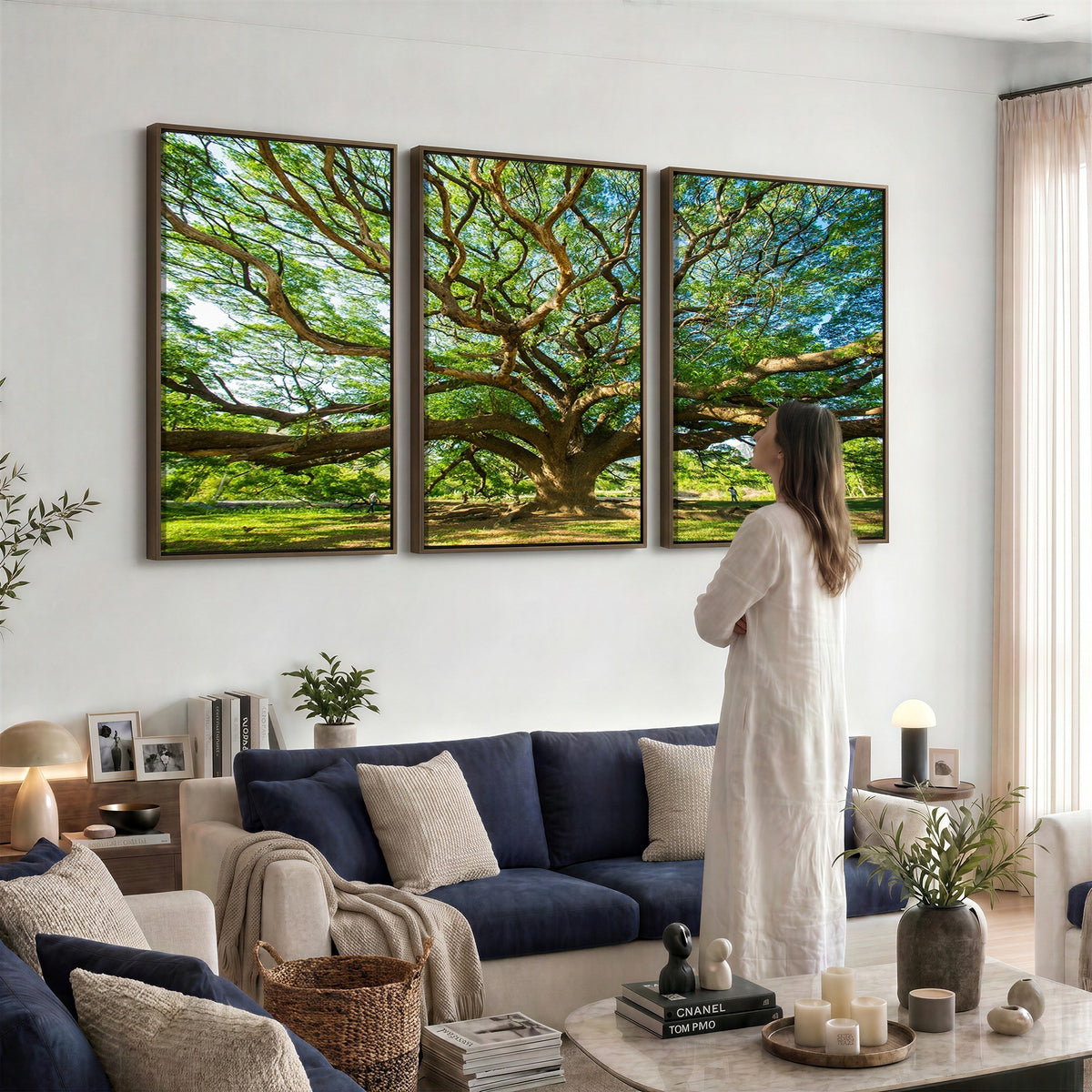 70569-MGV-CV-24X16 - Majestic Oak Tree Wall Art | Serene Nature Canvas Print with Spreading Branches