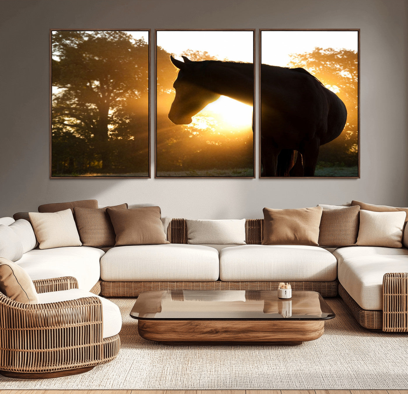 MGV-FC-60X30-3P - Horse at Sunset Wall Art Animal Canvas Print