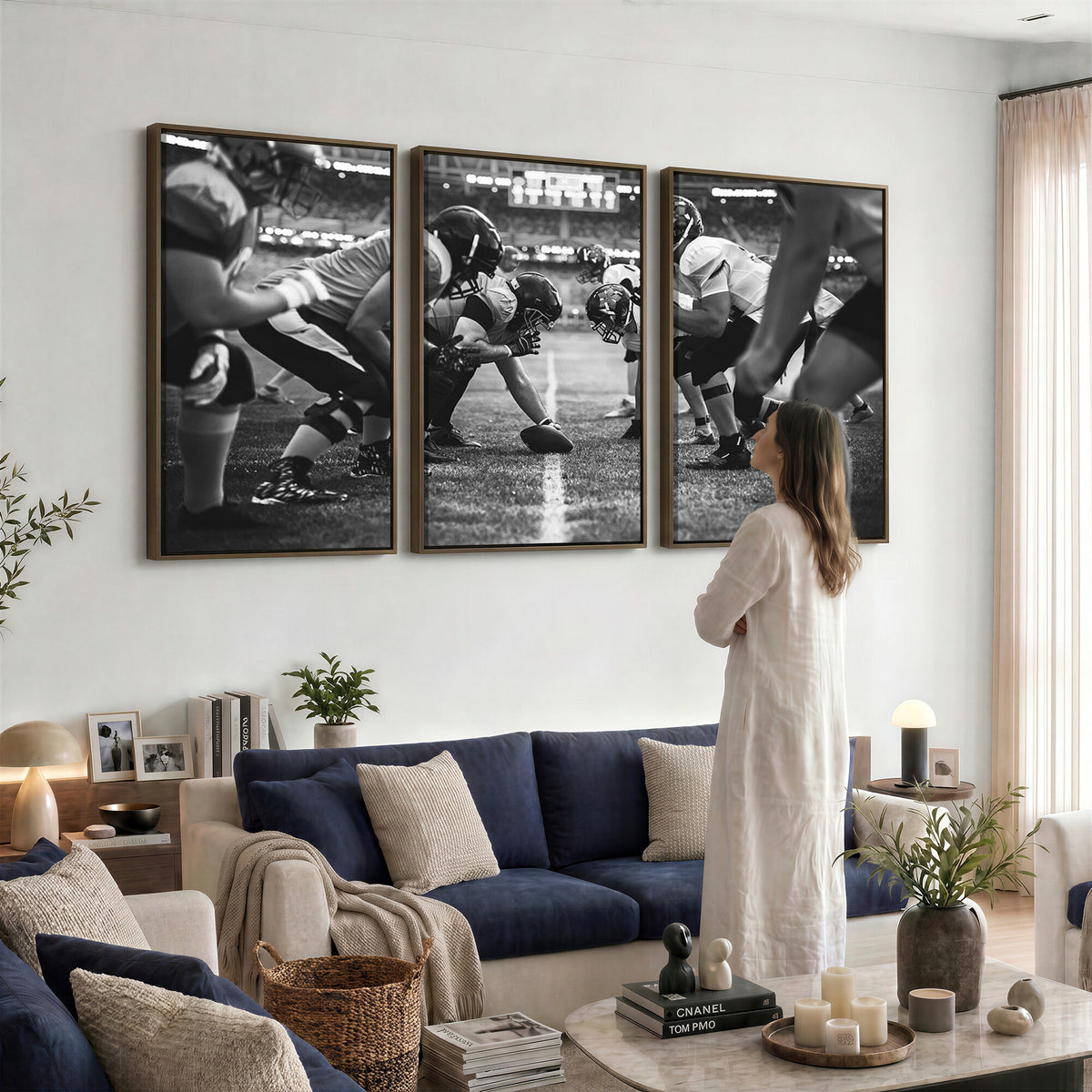 13273-MGV-CV-36X24 - American Football Wall Art Canvas Print Framed Stadium Sport