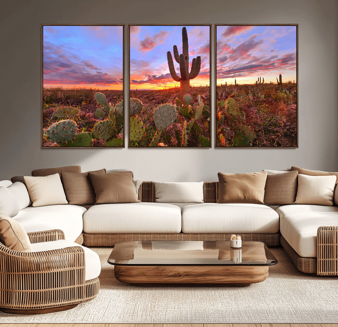 MGV-FC-60X30-3P - Arizona Desert Sunset Wall Art Canvas Print