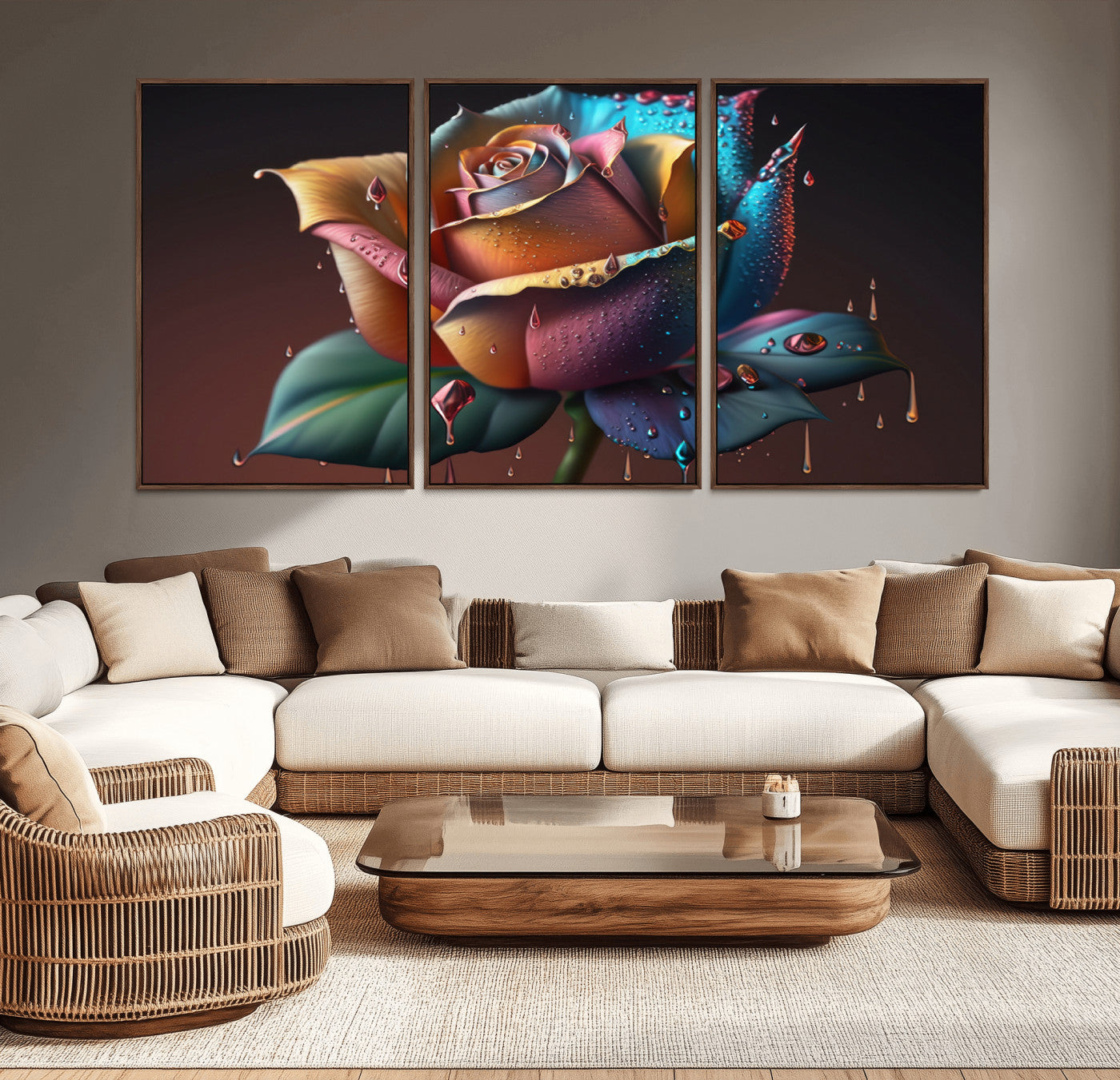 MGV-FC-60X30-3P - Abstract Rose Wall Art Canvas Print