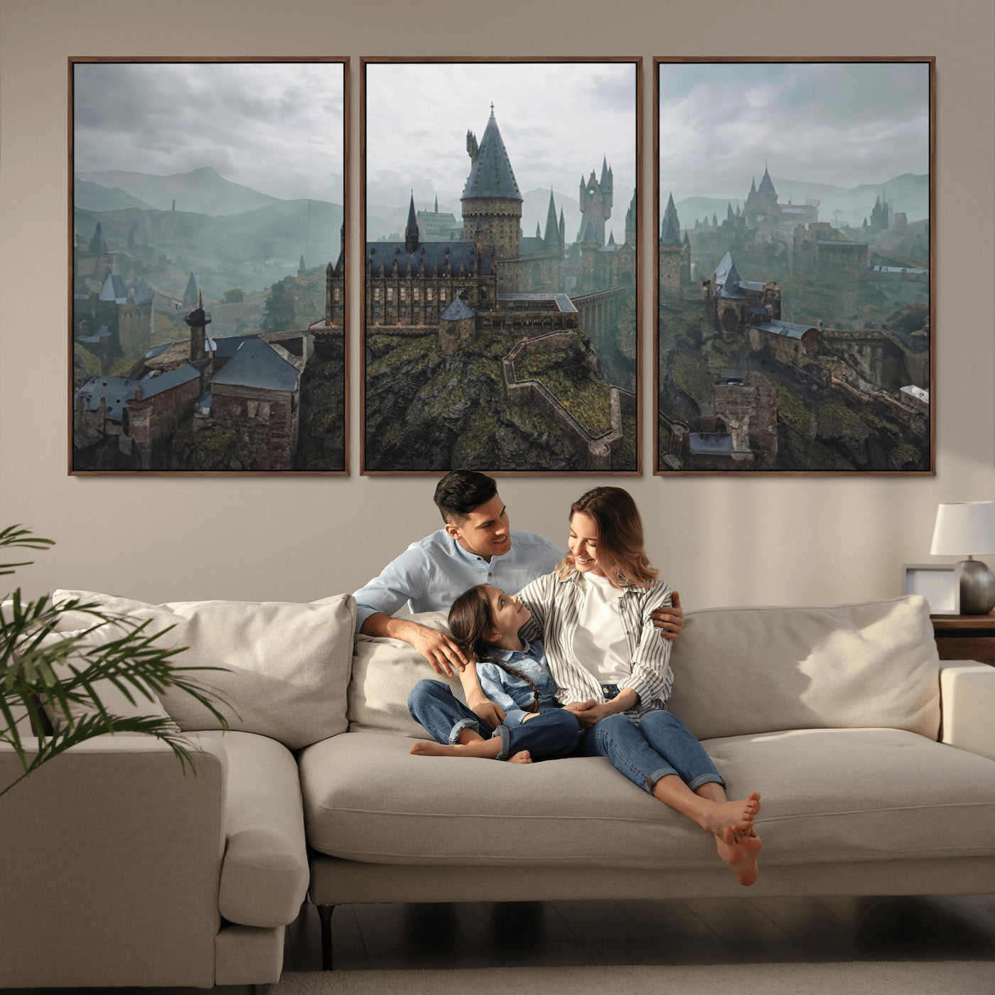 MGV-FC-60X30-3P - Disney Castle Wall Art Canvas Print, Living Kids Home Room Decor Art Print