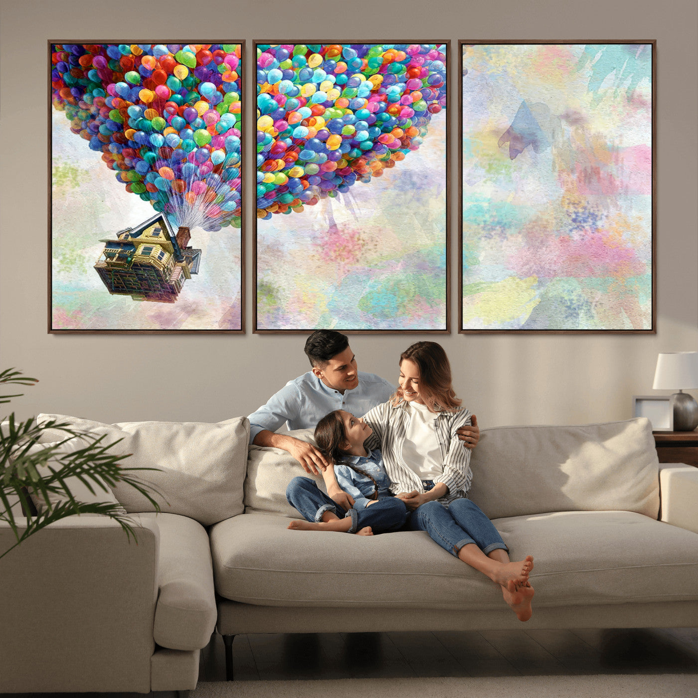 MGV-FC-60X30-3P - Up Pixar Poster, Look Up Pixar Wall Art, Up Pixar Canvas, Kids Play Game Room Decor Wall Art