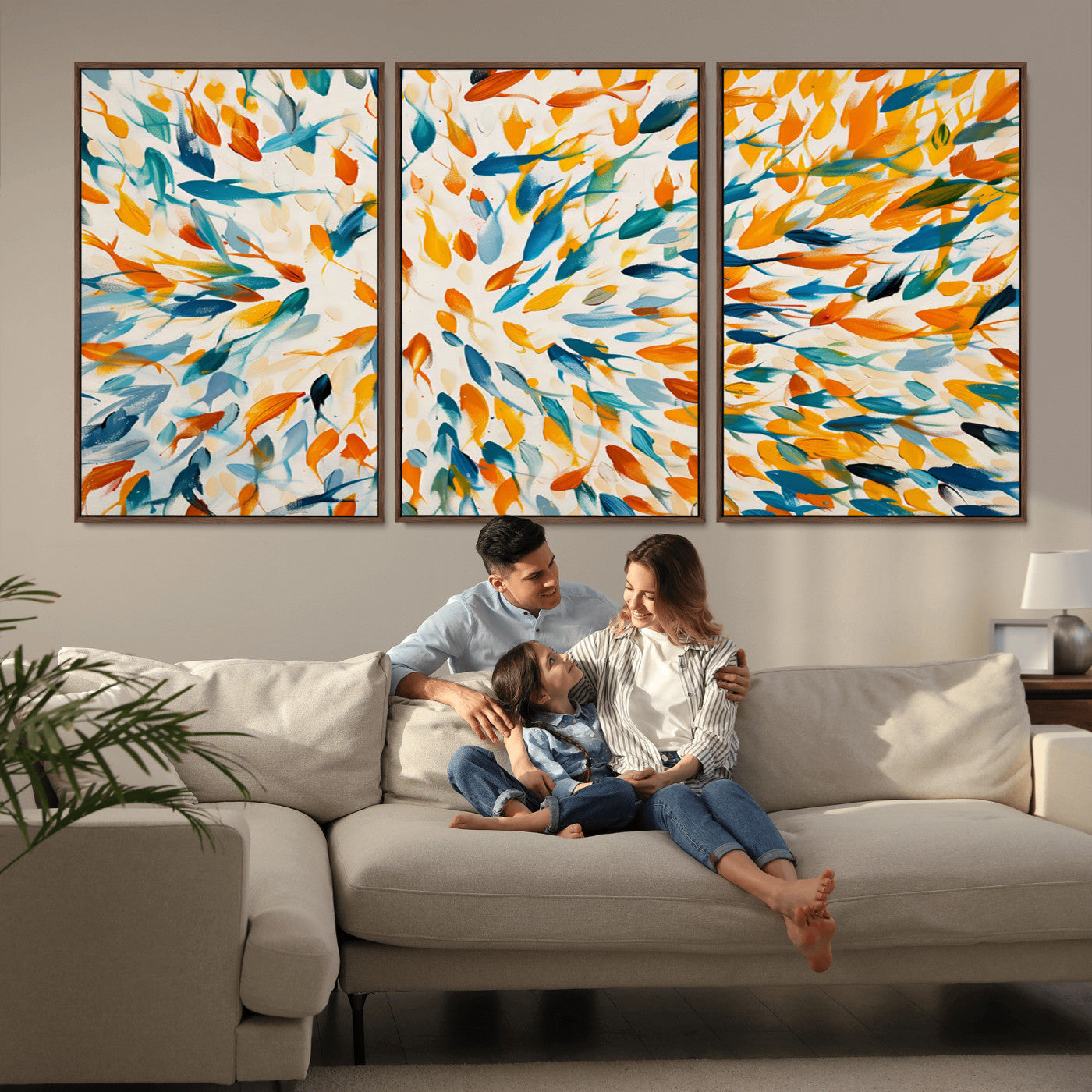 -Colorful Fish Wall Art Print – Abstract Ocean-Inspired Wall Art for Modern Spaces | Framed Canvas,